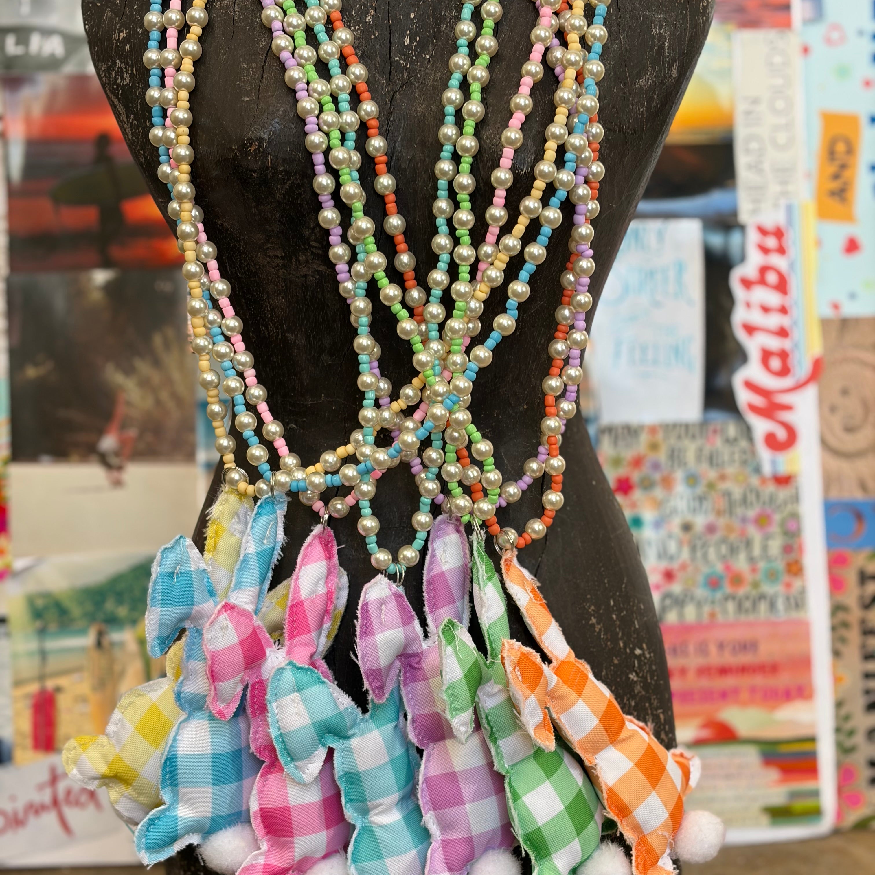 MALIBU HIPPIE Puff Bunny Beaded Necklace on Simply Obsessed