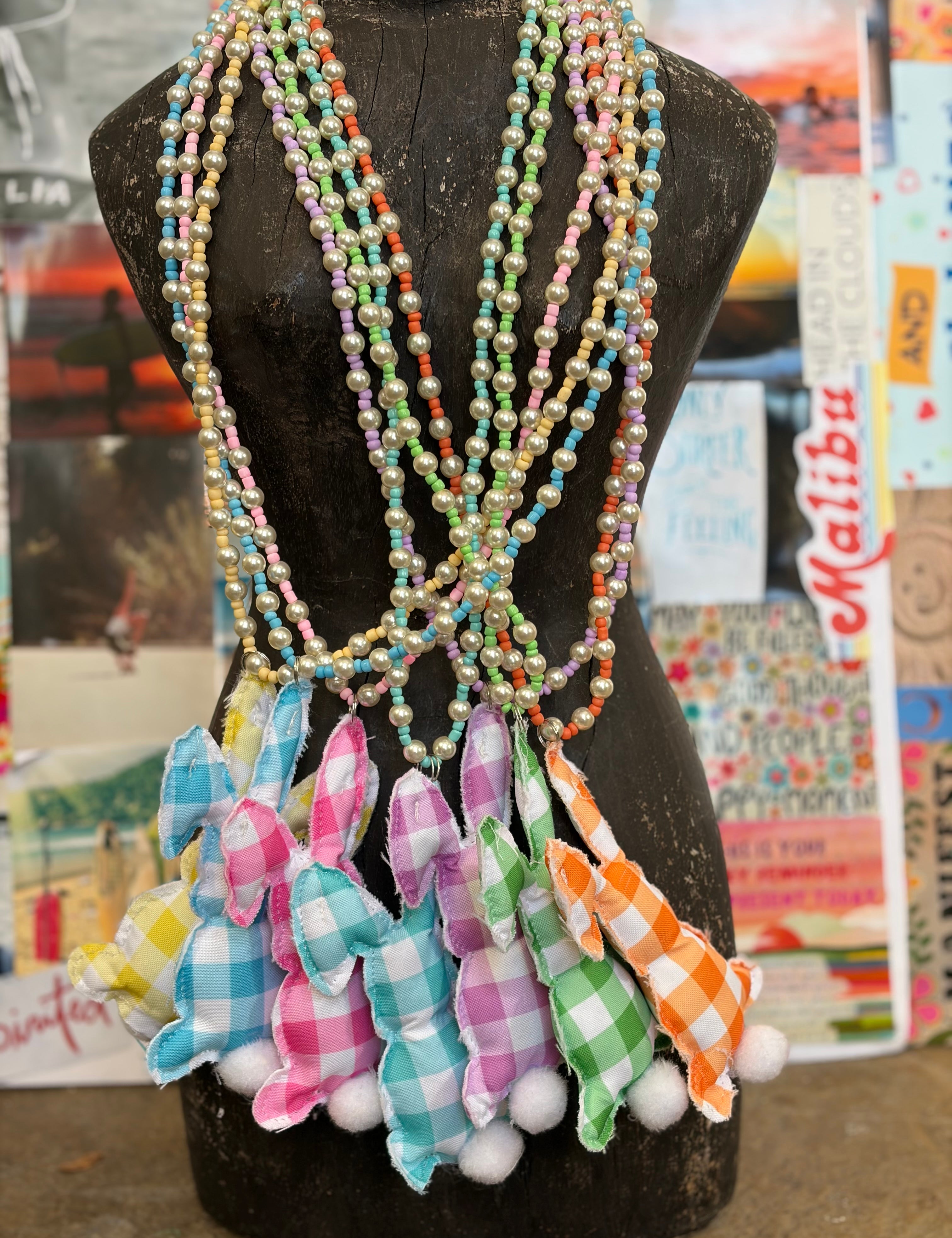 MALIBU HIPPIE Puff Bunny Beaded Necklace on Simply Obsessed