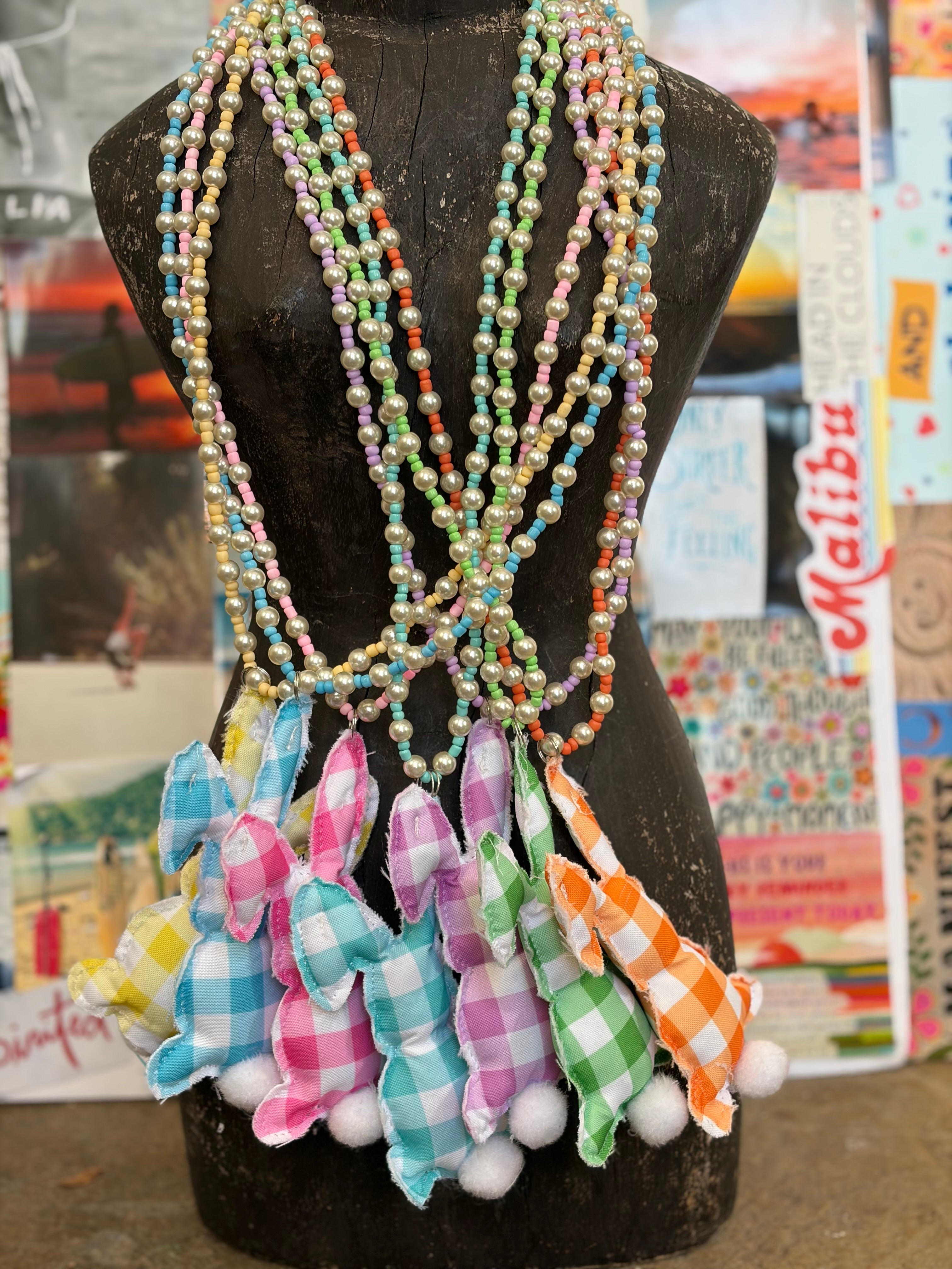 MALIBU HIPPIE Puff Bunny Beaded Necklace on Simply Obsessed