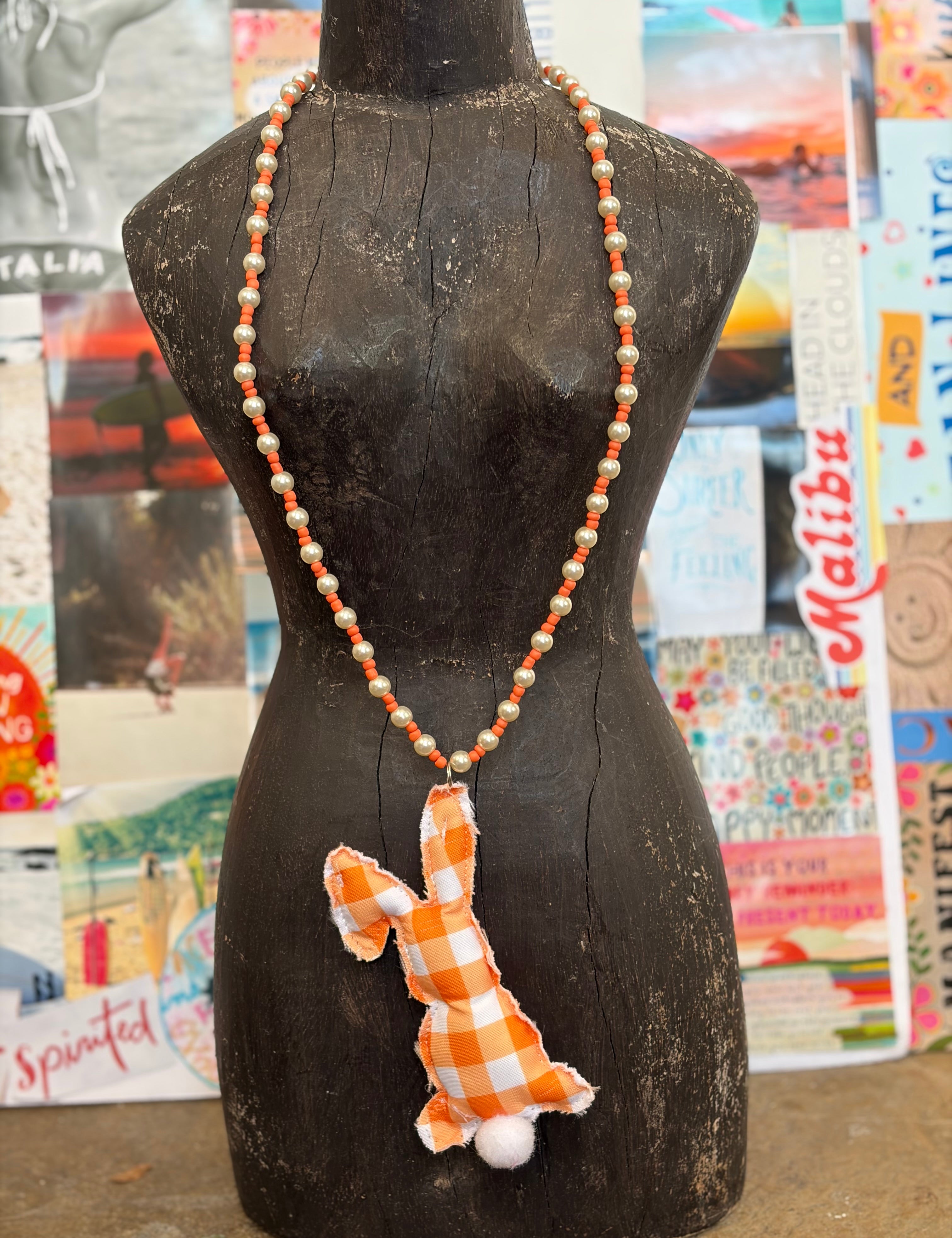 MALIBU HIPPIE Puff Bunny Beaded Necklace on Simply Obsessed