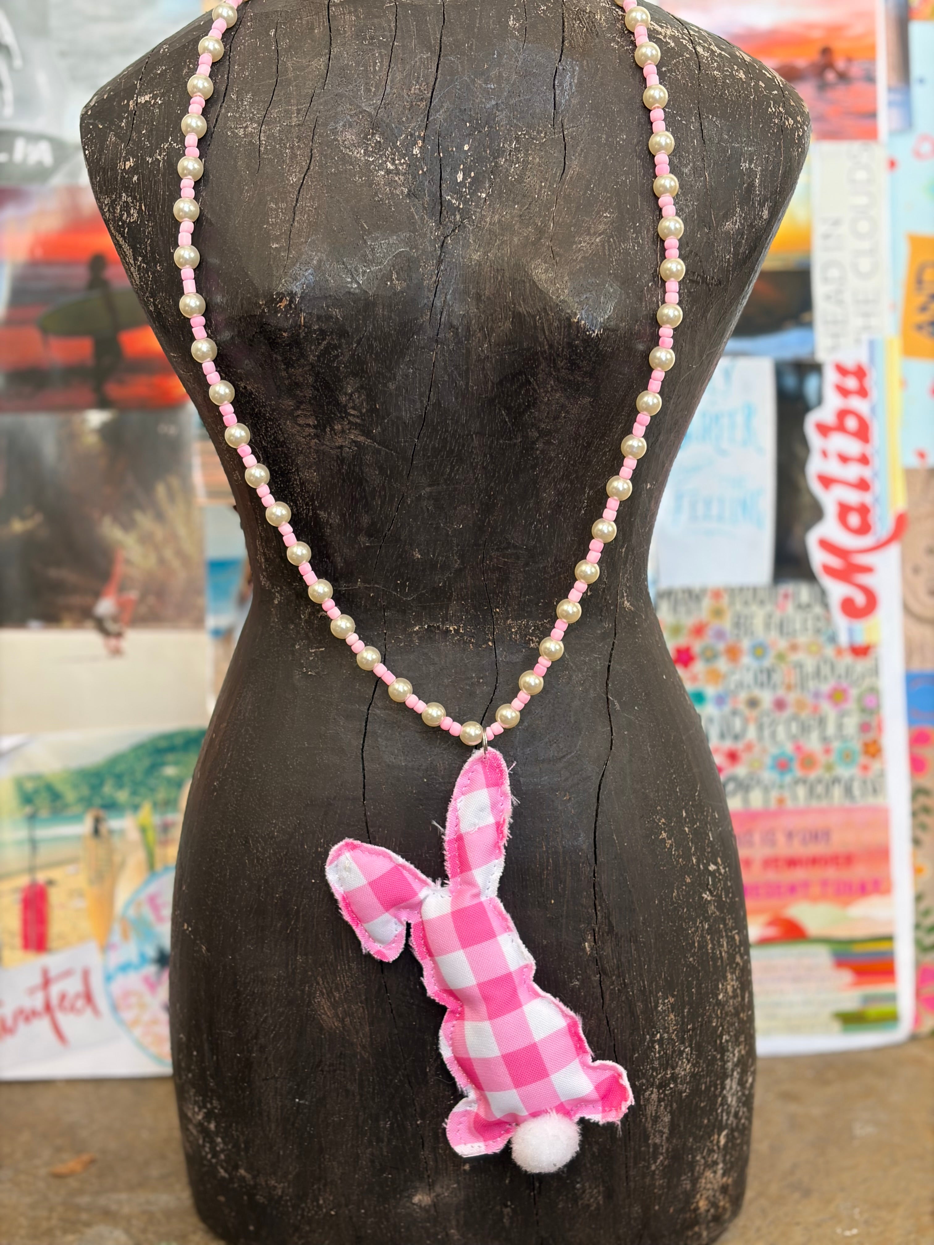 MALIBU HIPPIE Puff Bunny Beaded Necklace on Simply Obsessed