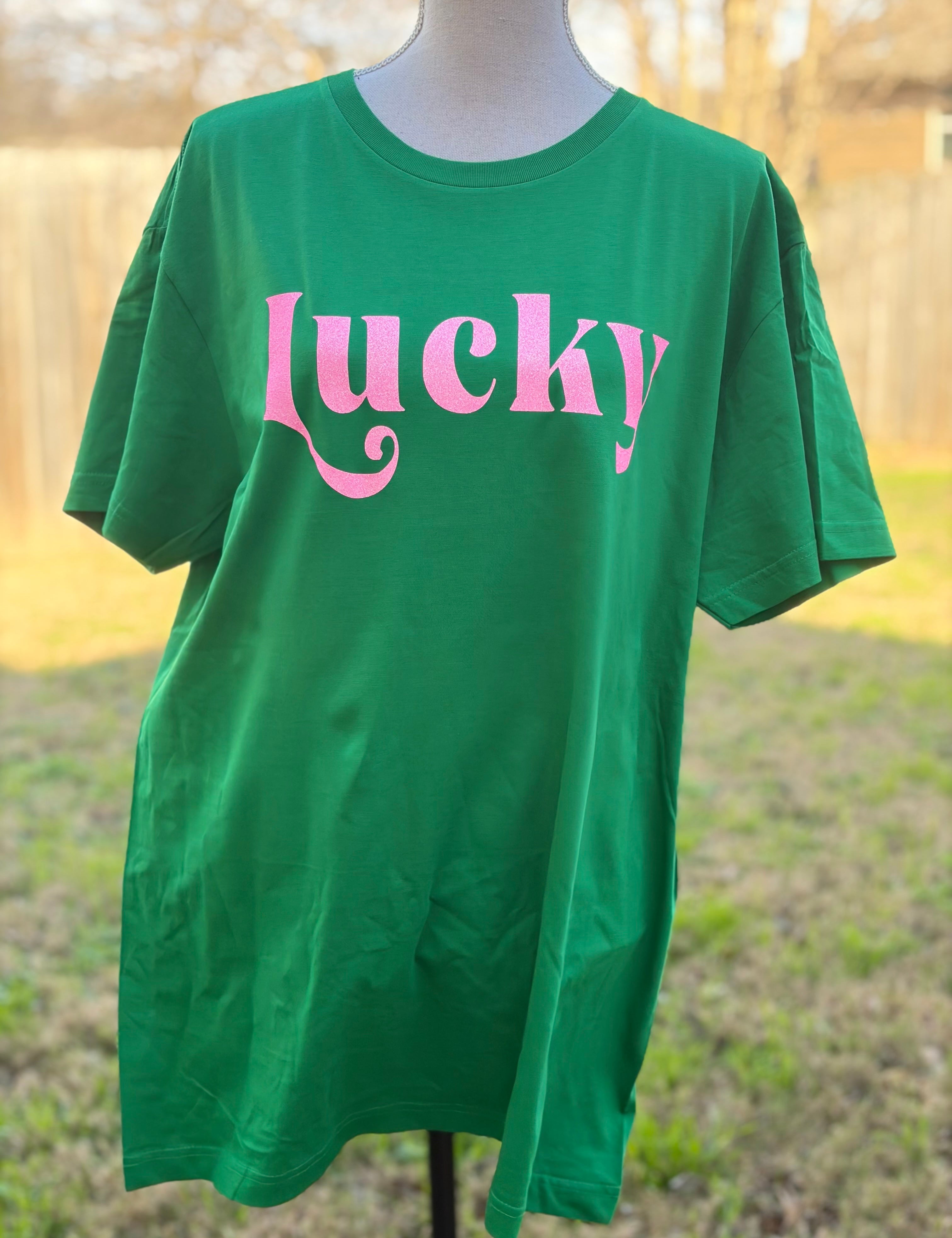 MALIBU HIPPIE Pink Glitter Lucky Tee on Simply Obsessed