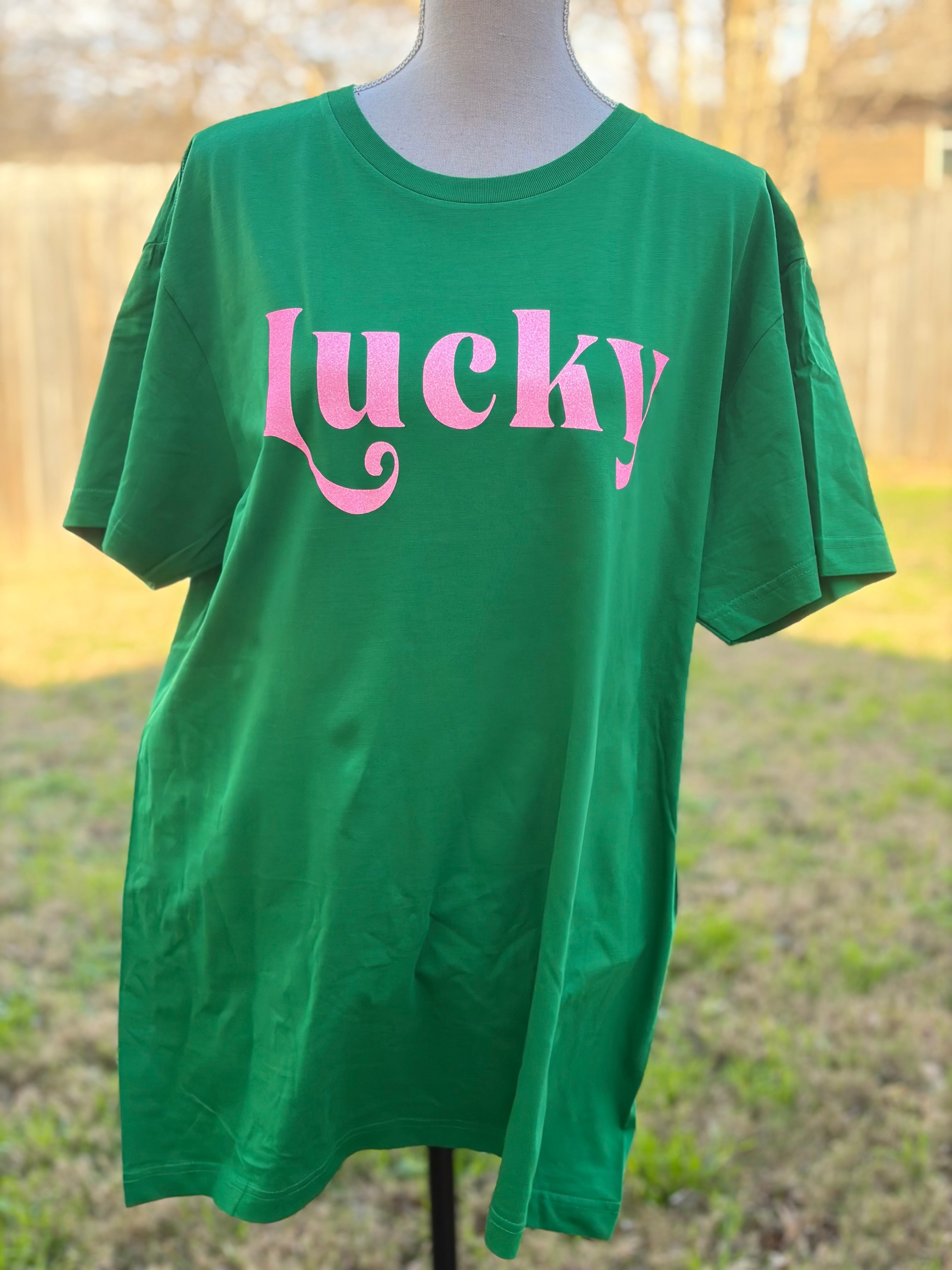 MALIBU HIPPIE Pink Glitter Lucky Tee on Simply Obsessed