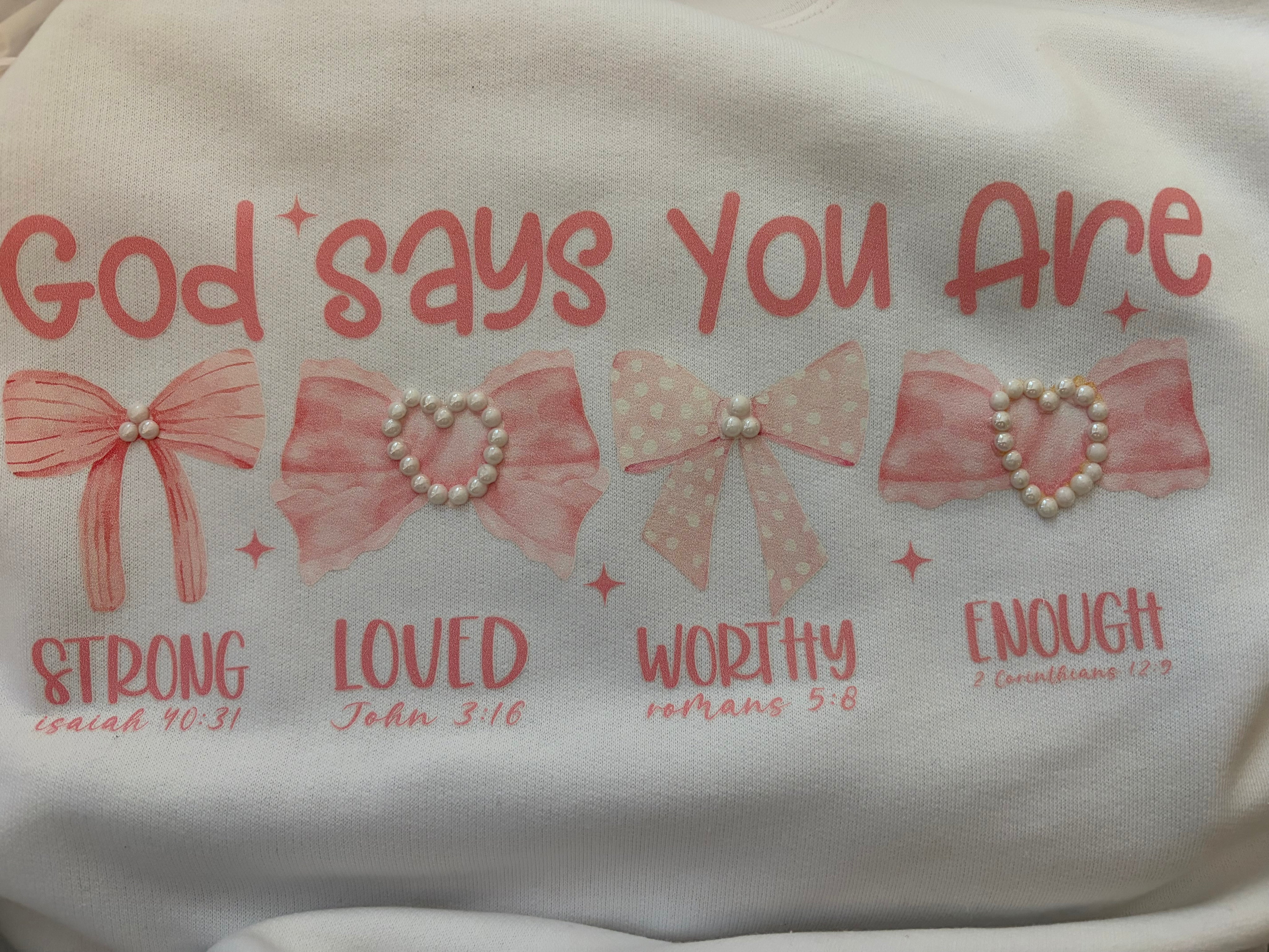 T-SHIRT JUNKIE Pearl Bling God Says You Are Sweatshirt on Simply Obsessed