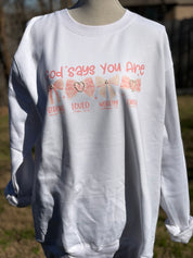 T-SHIRT JUNKIE Pearl Bling God Says You Are Sweatshirt on Simply Obsessed