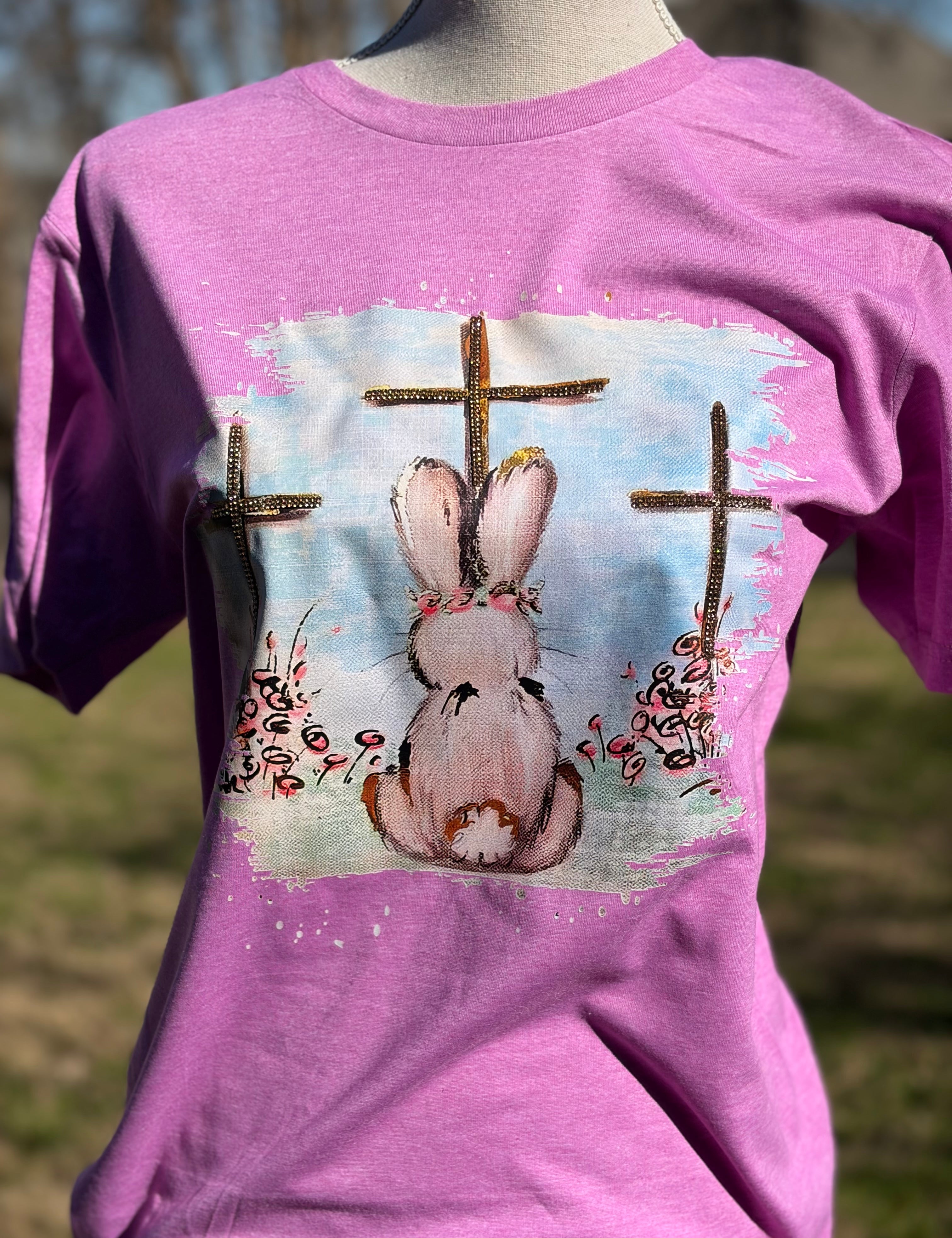 T-SHIRT JUNKIE Bling Cross Bunny Tee on Simply Obsessed