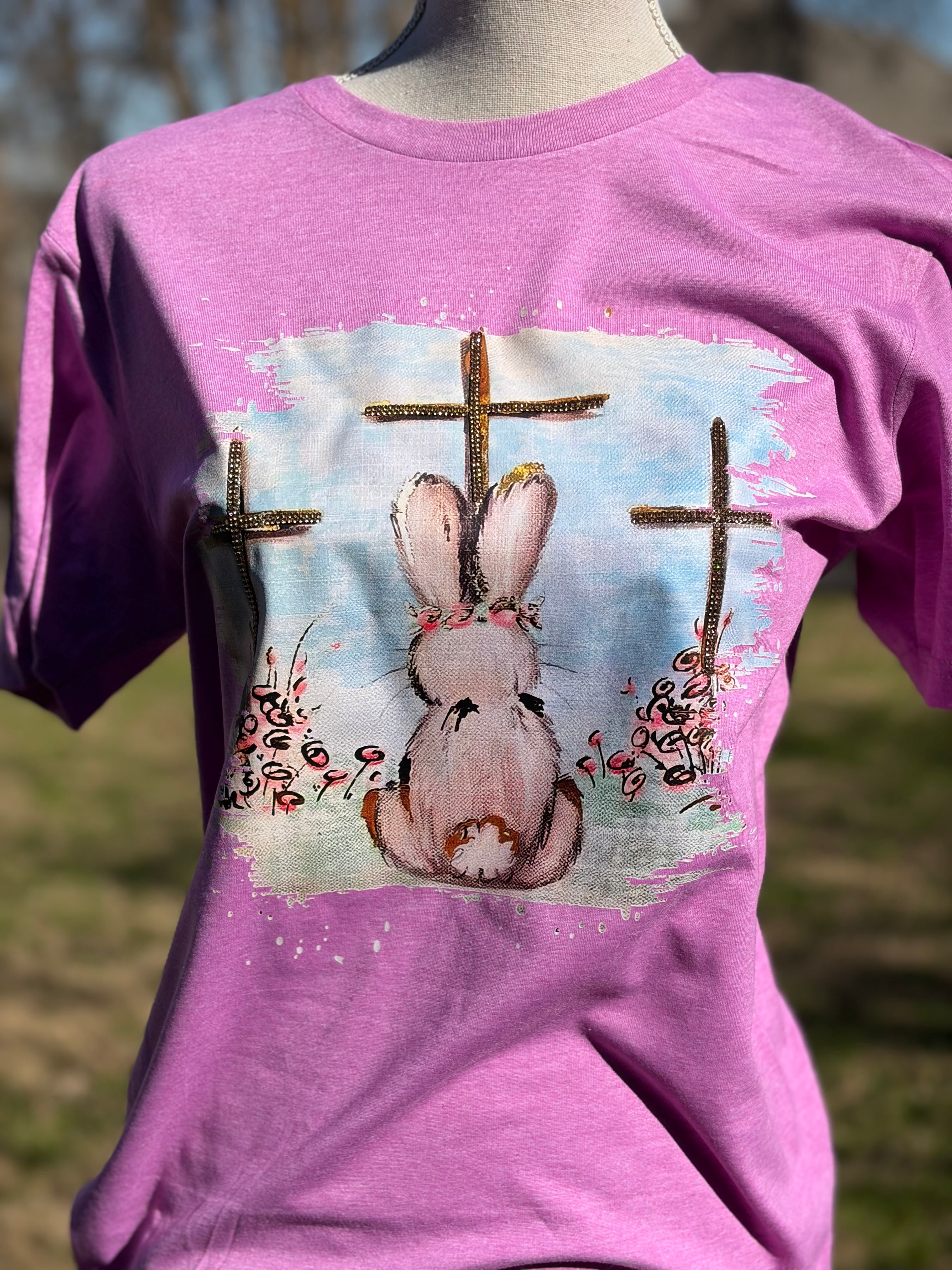 T-SHIRT JUNKIE Bling Cross Bunny Tee on Simply Obsessed