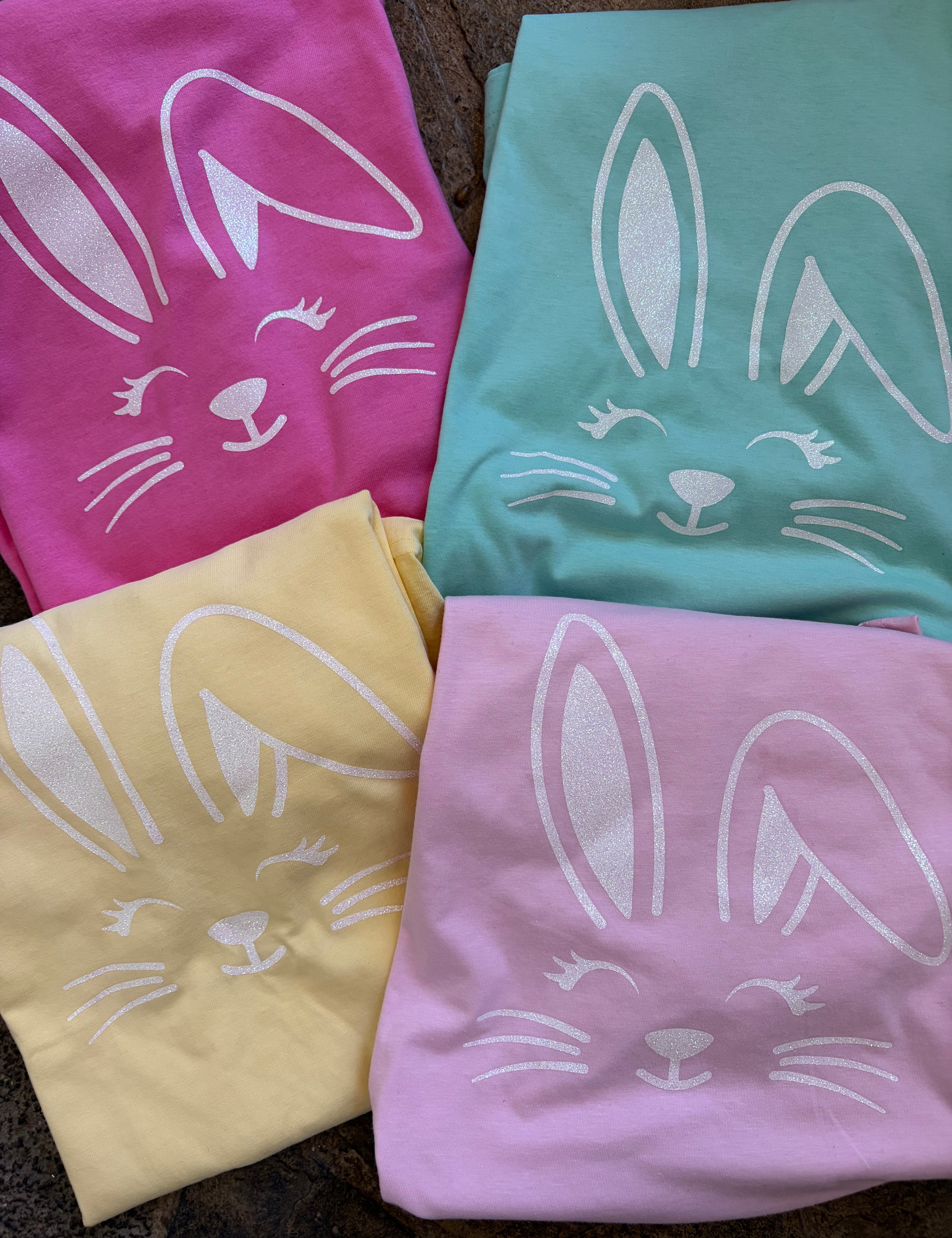 T-SHIRT JUNKIE Glitter Pastel Bunny Tee on Simply Obsessed