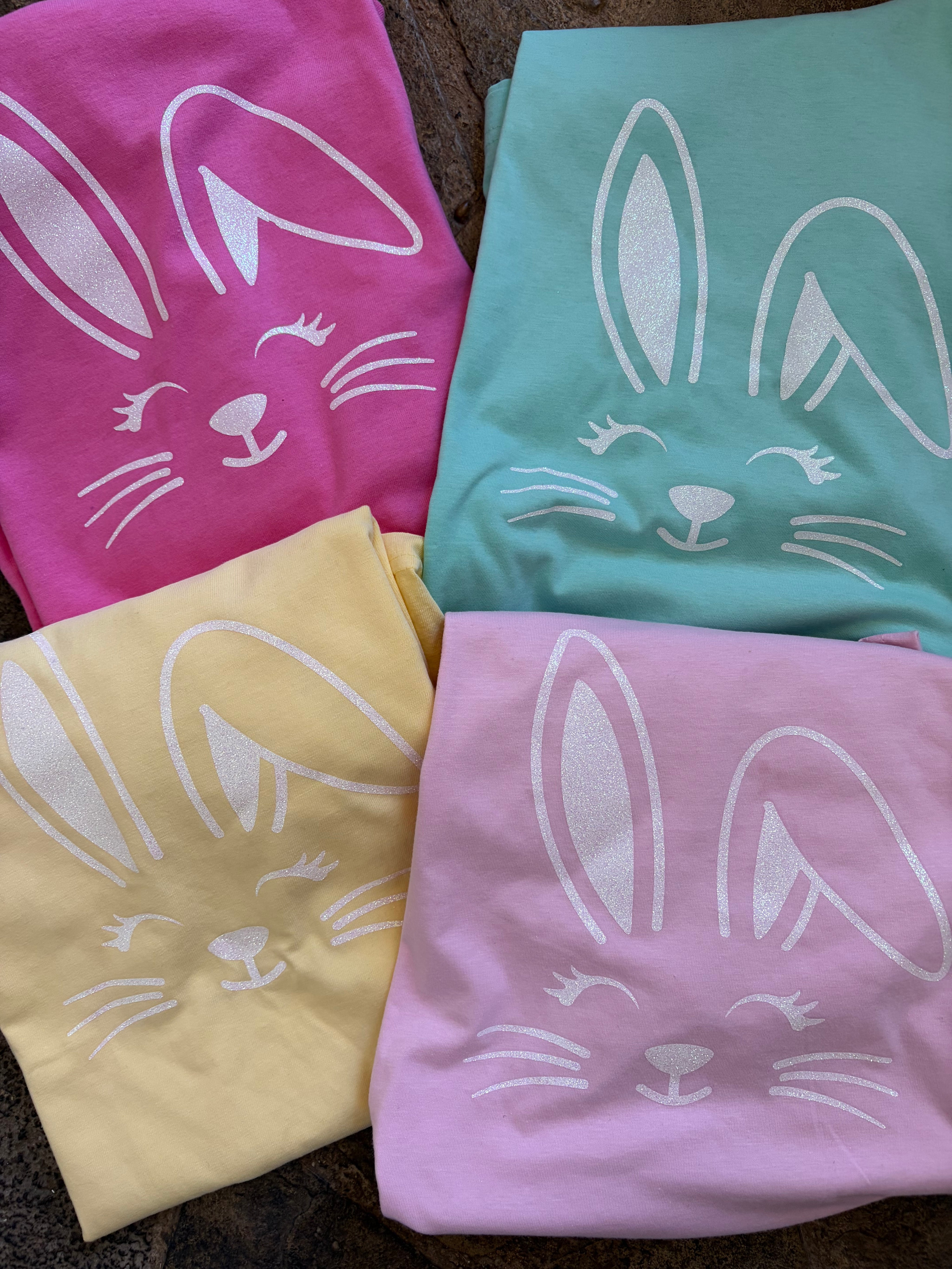 T-SHIRT JUNKIE Glitter Pastel Bunny Tee on Simply Obsessed