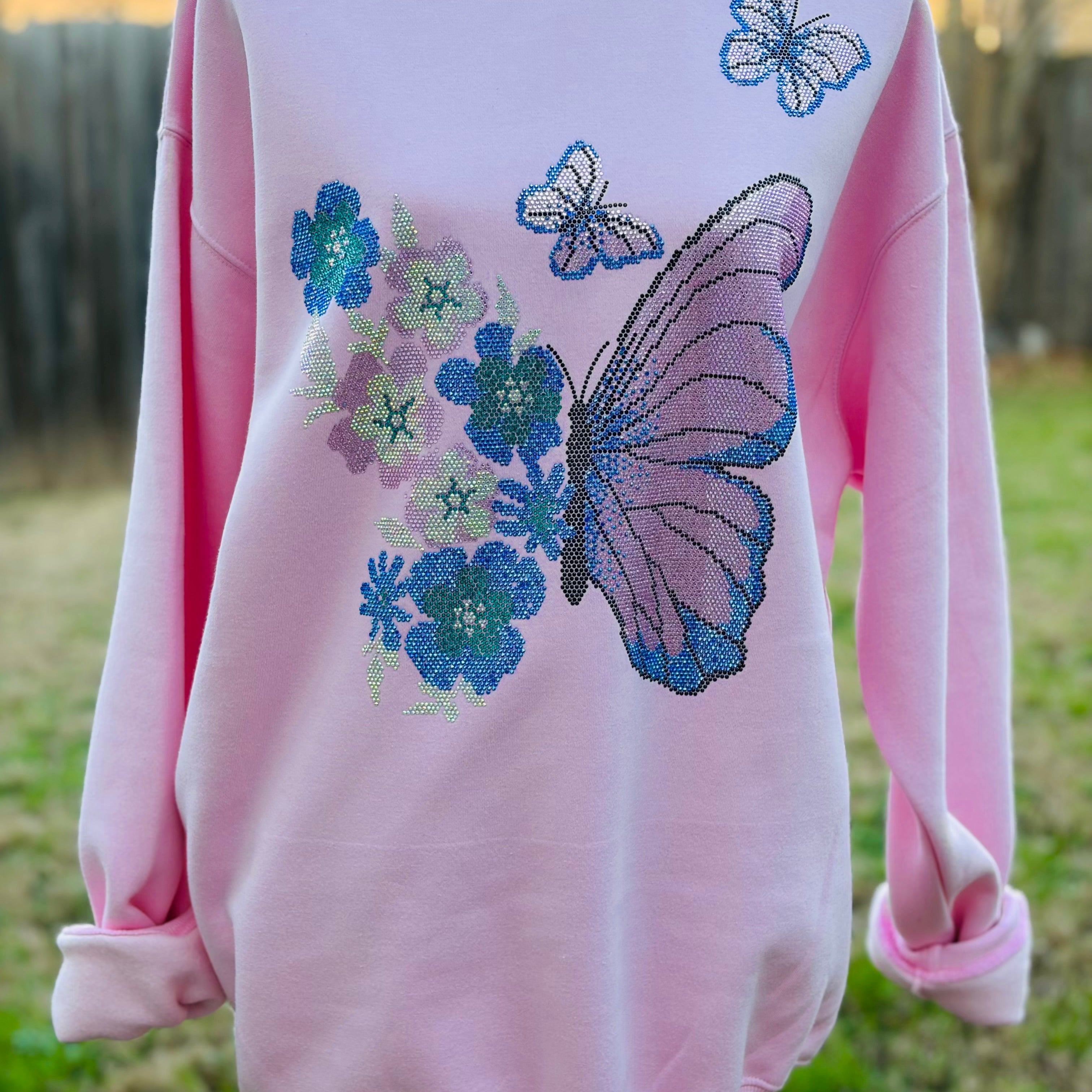 MALIBU HIPPIE Crystal Butterfly Sweatshirt on Simply Obsessed