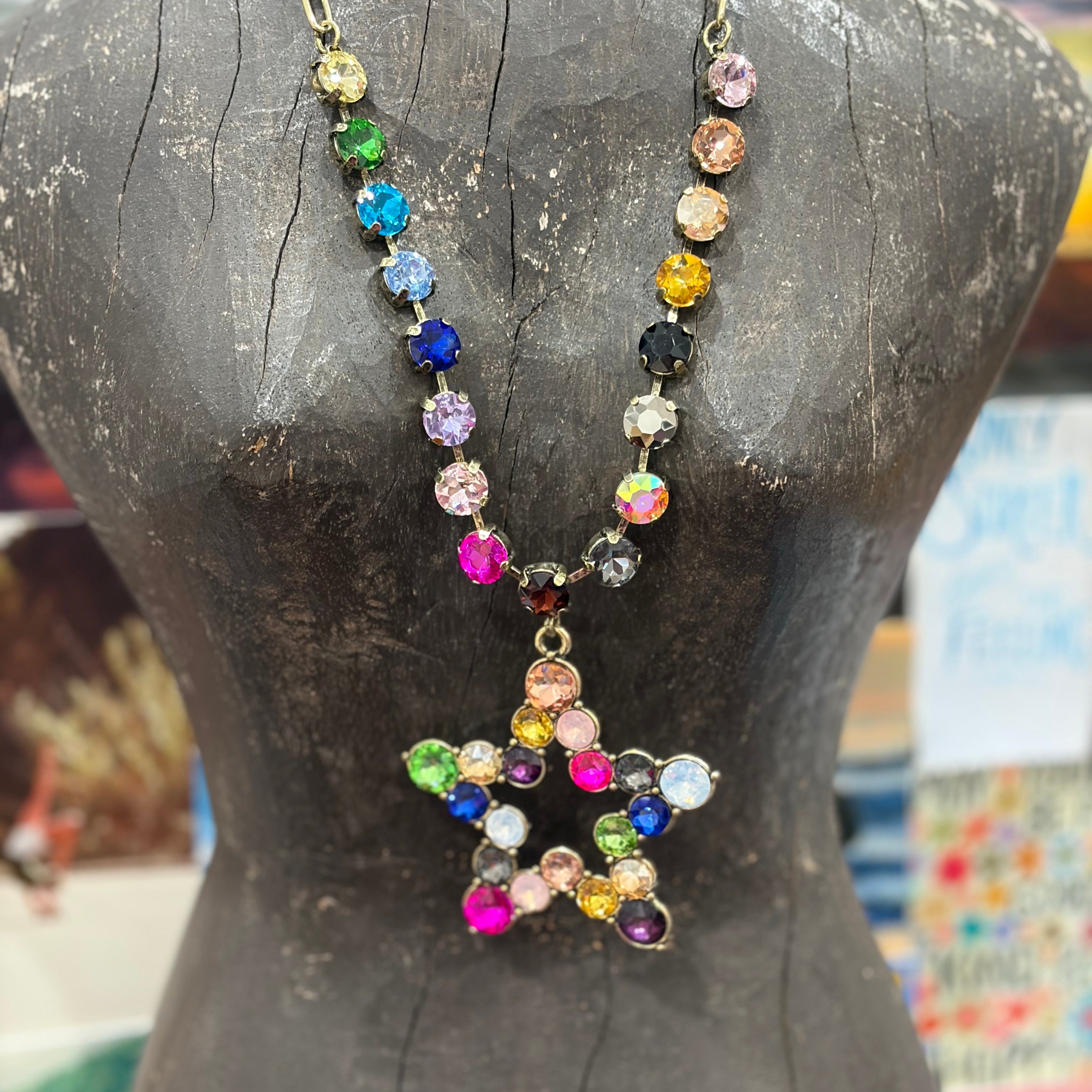 JEWELRY SALE Gold Multi Crystal Star Necklace on Simply Obsessed