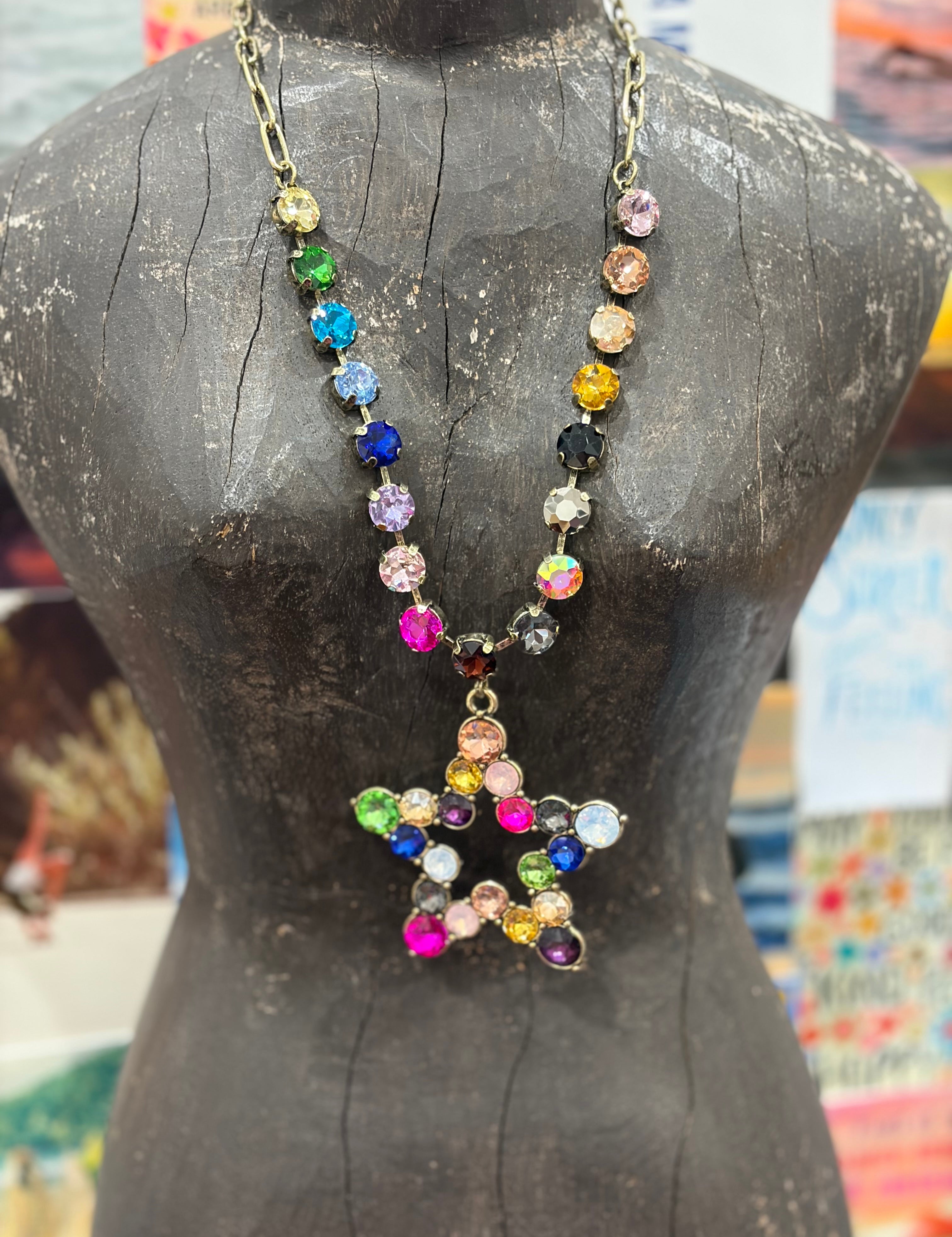 JEWELRY SALE Gold Multi Crystal Star Necklace on Simply Obsessed