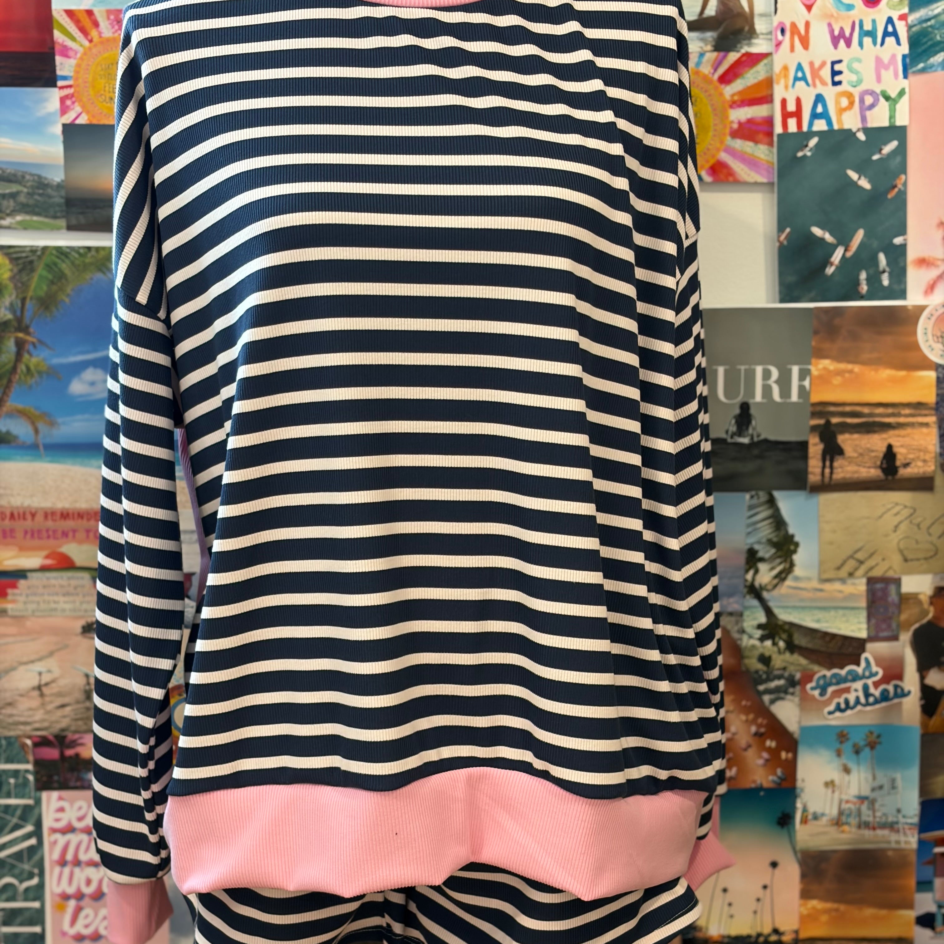 SAGE+FIG Mock Turtleneck Striped Set on Simply Obsessed