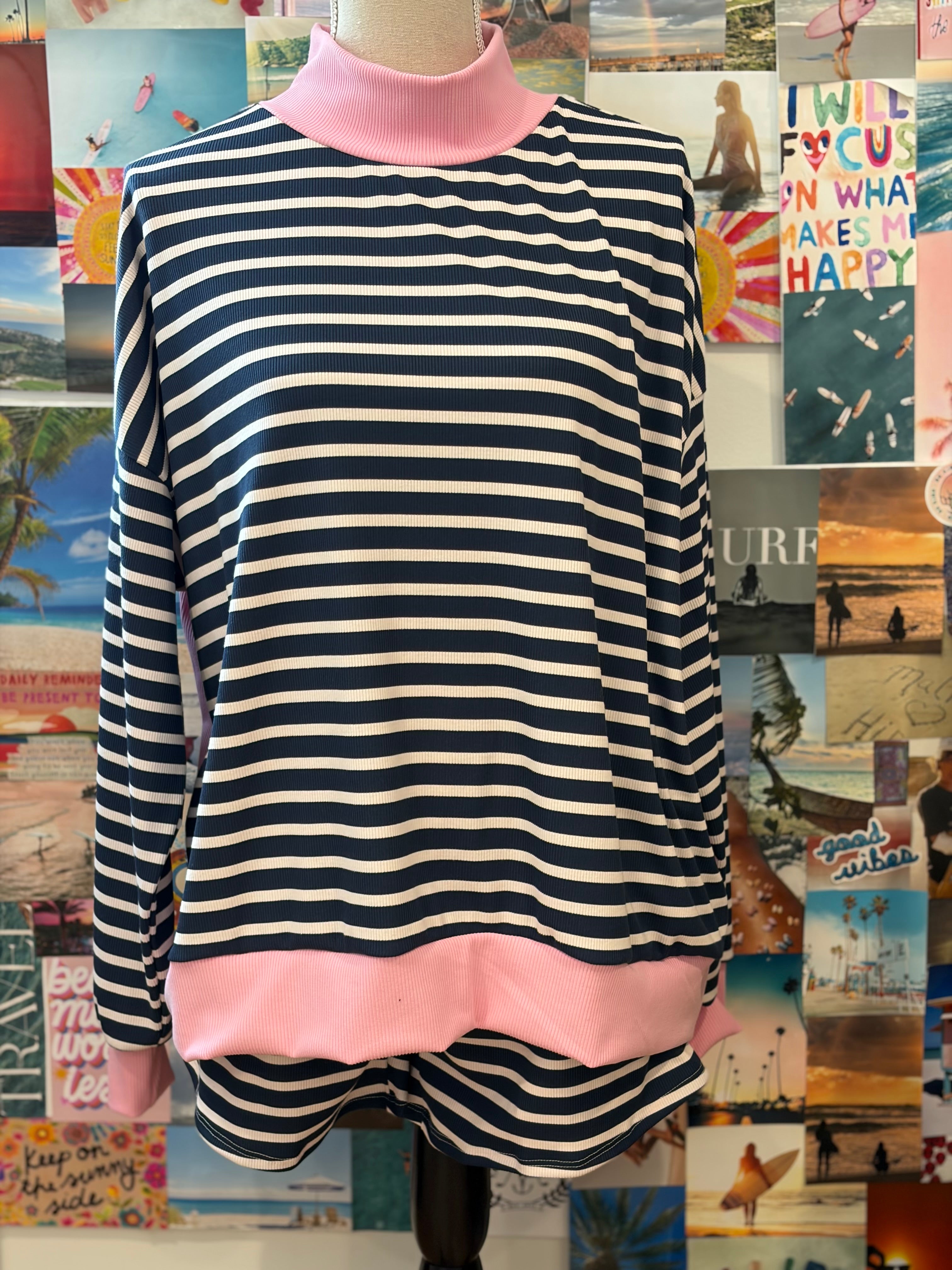 SAGE+FIG Mock Turtleneck Striped Set on Simply Obsessed