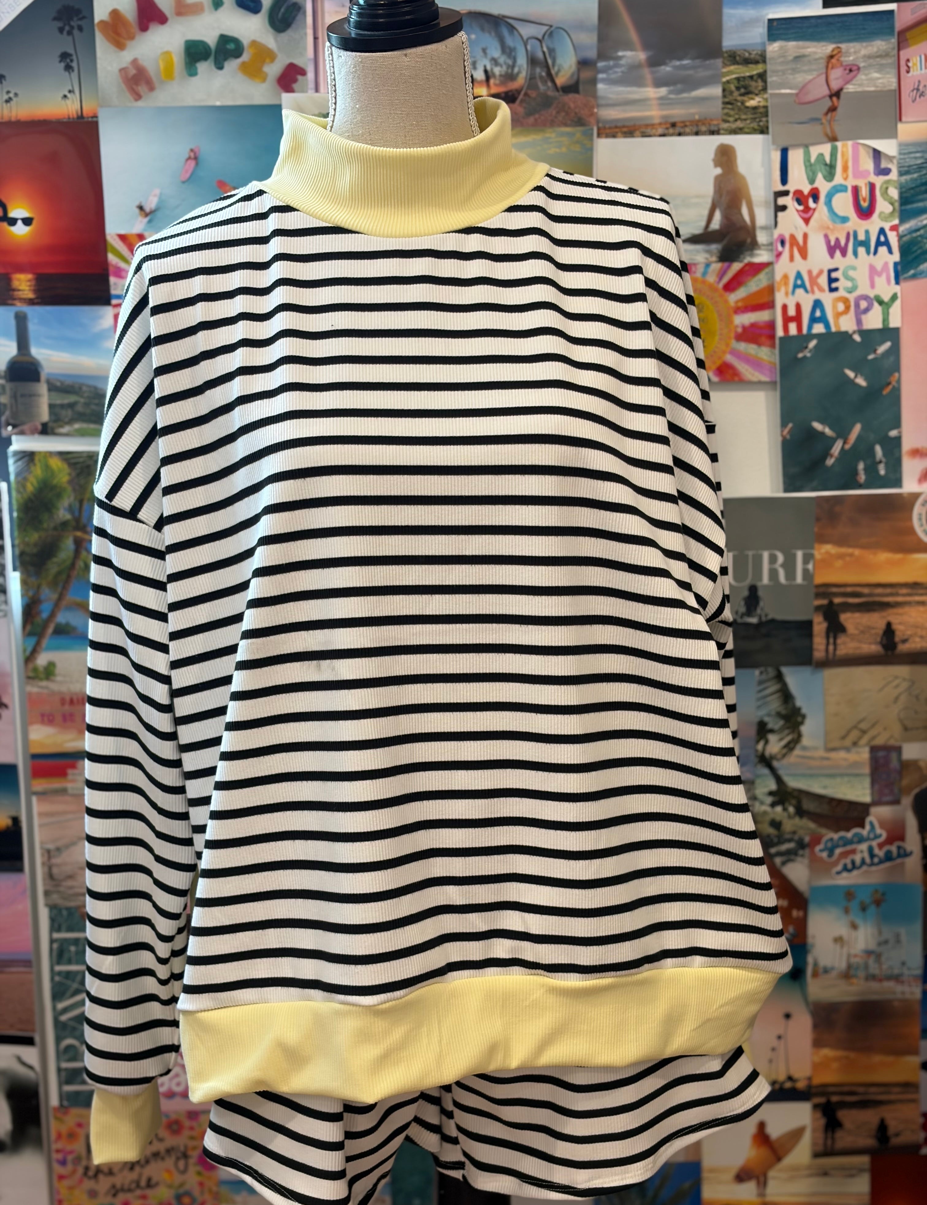 SAGE+FIG Mock Turtleneck Striped Set on Simply Obsessed