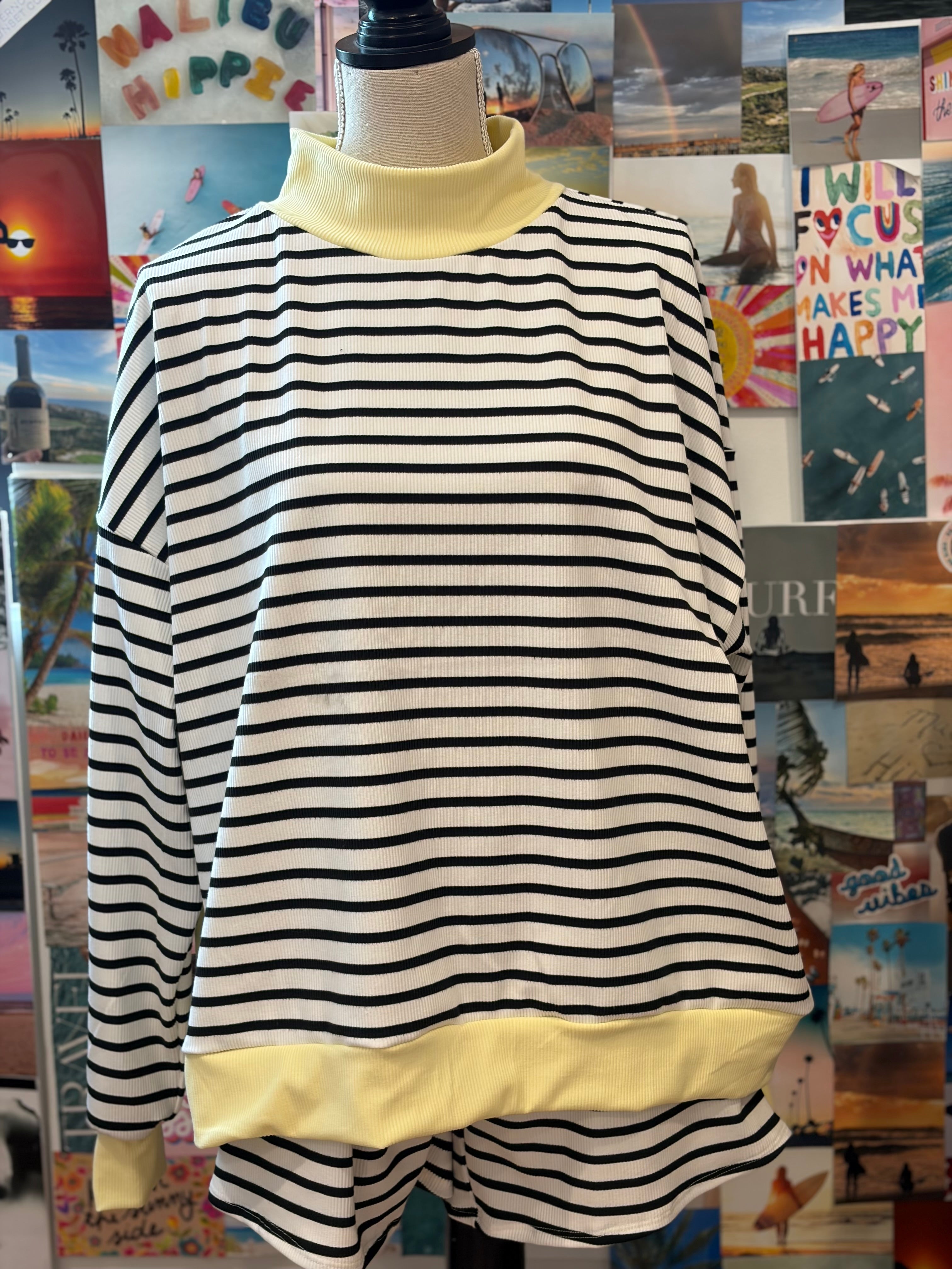 SAGE+FIG Mock Turtleneck Striped Set on Simply Obsessed