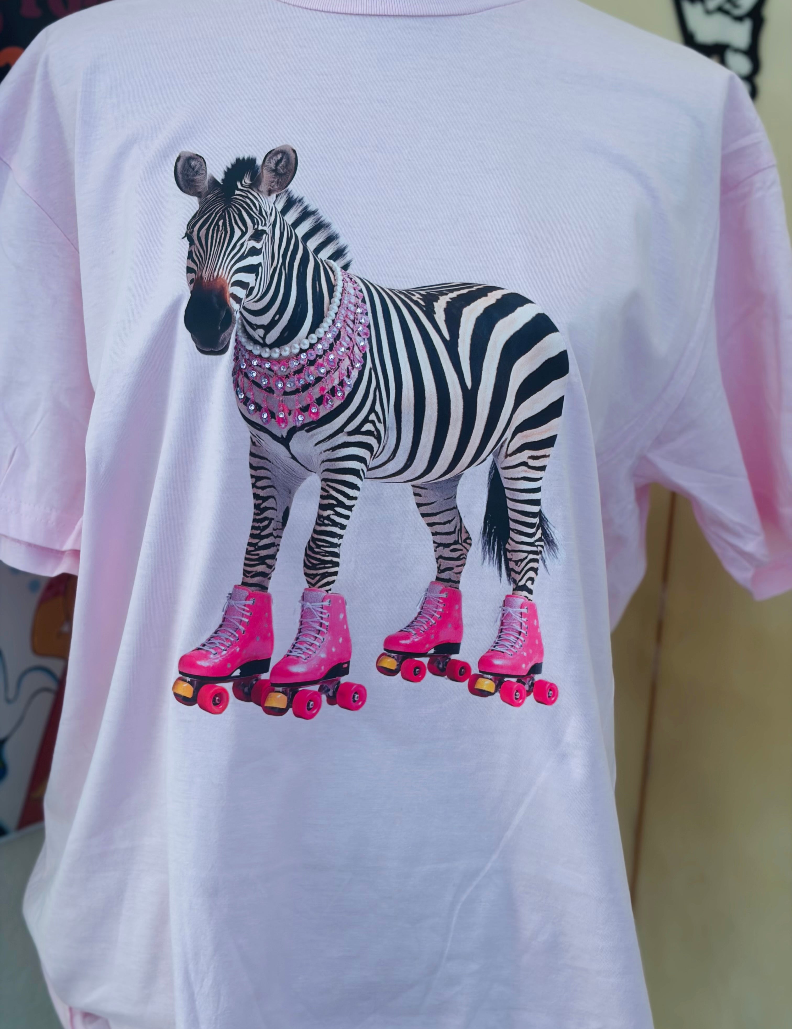 T-SHIRT JUNKIE Zebra Roller Skate Bling Tee on Simply Obsessed