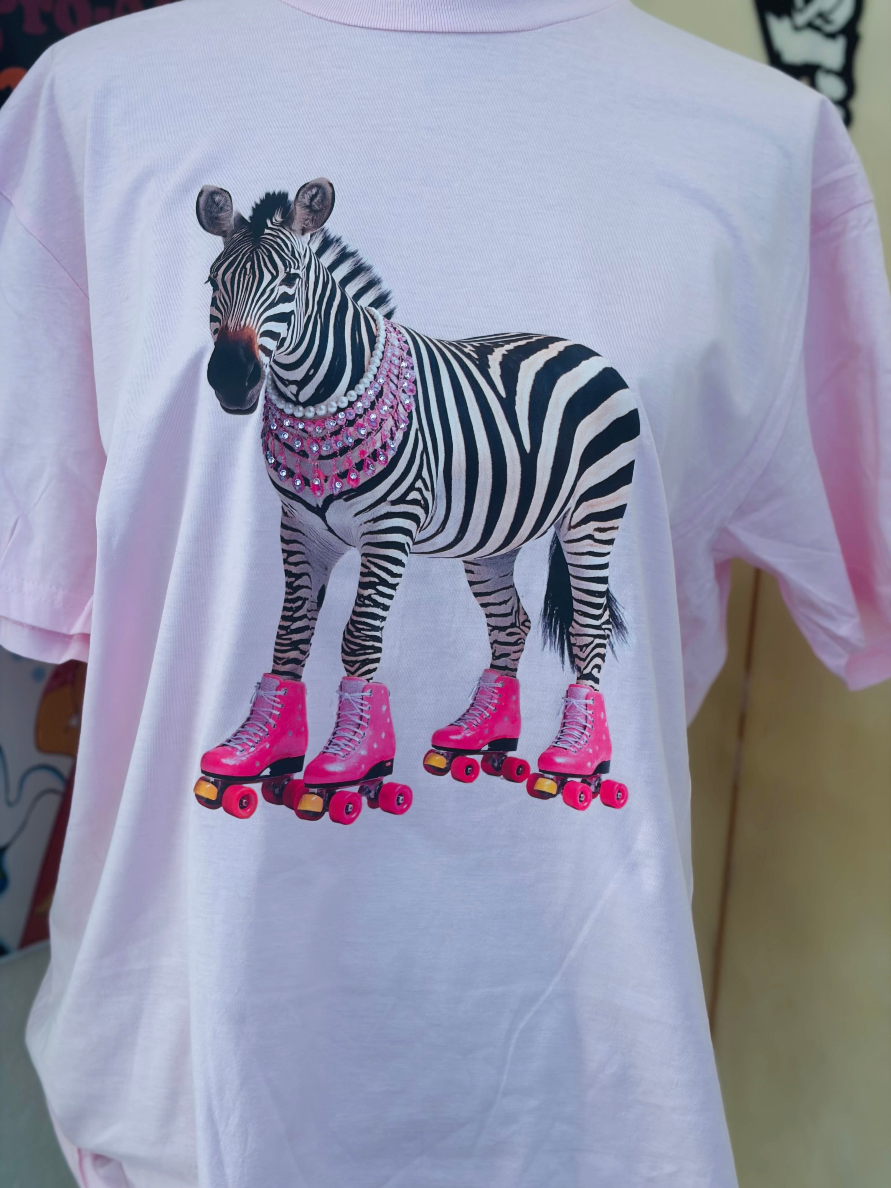 T-SHIRT JUNKIE Zebra Roller Skate Bling Tee on Simply Obsessed