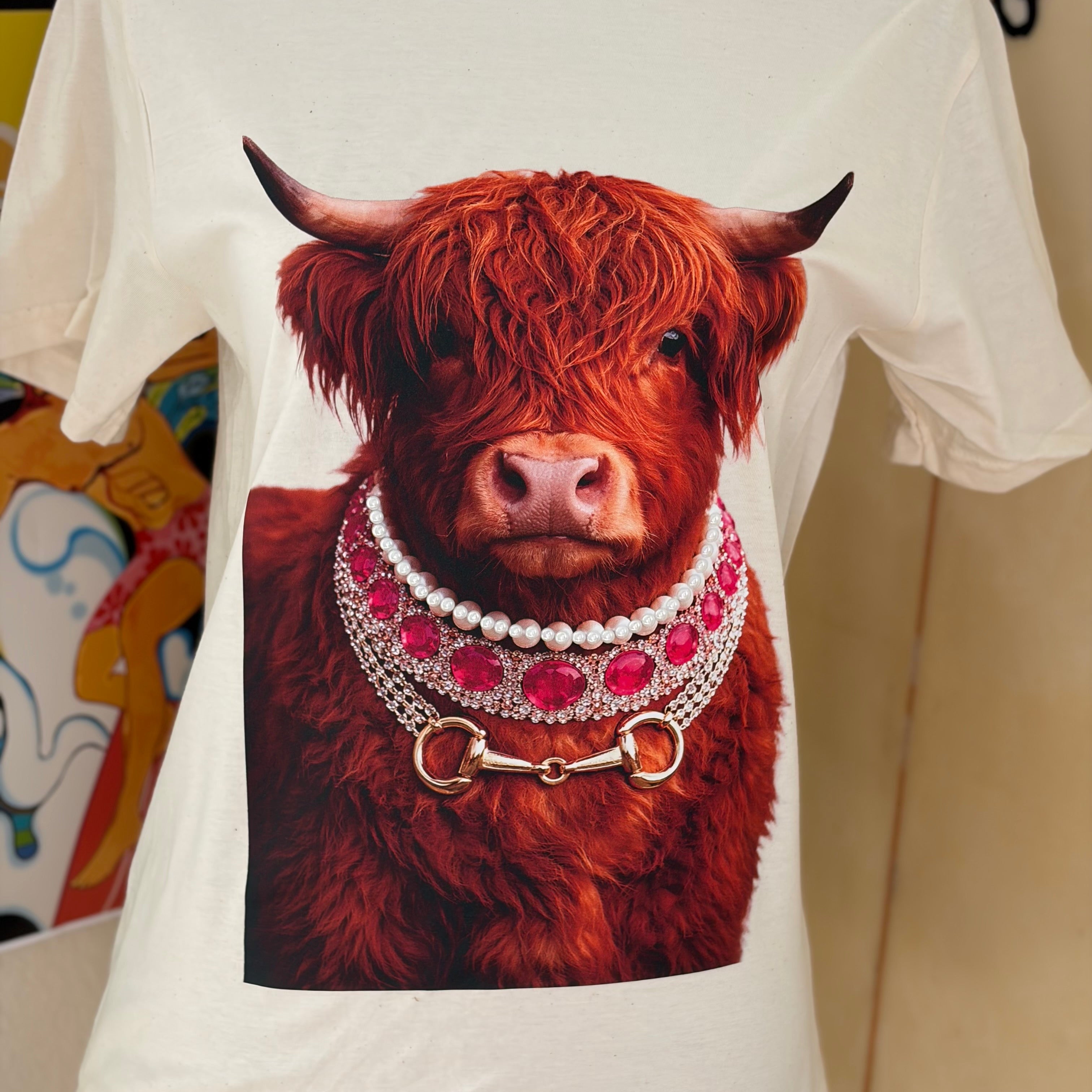 WS: T-SHIRT JUNKIE Snaffle Bit Highland Cow Bling Tee on Simply Obsessed