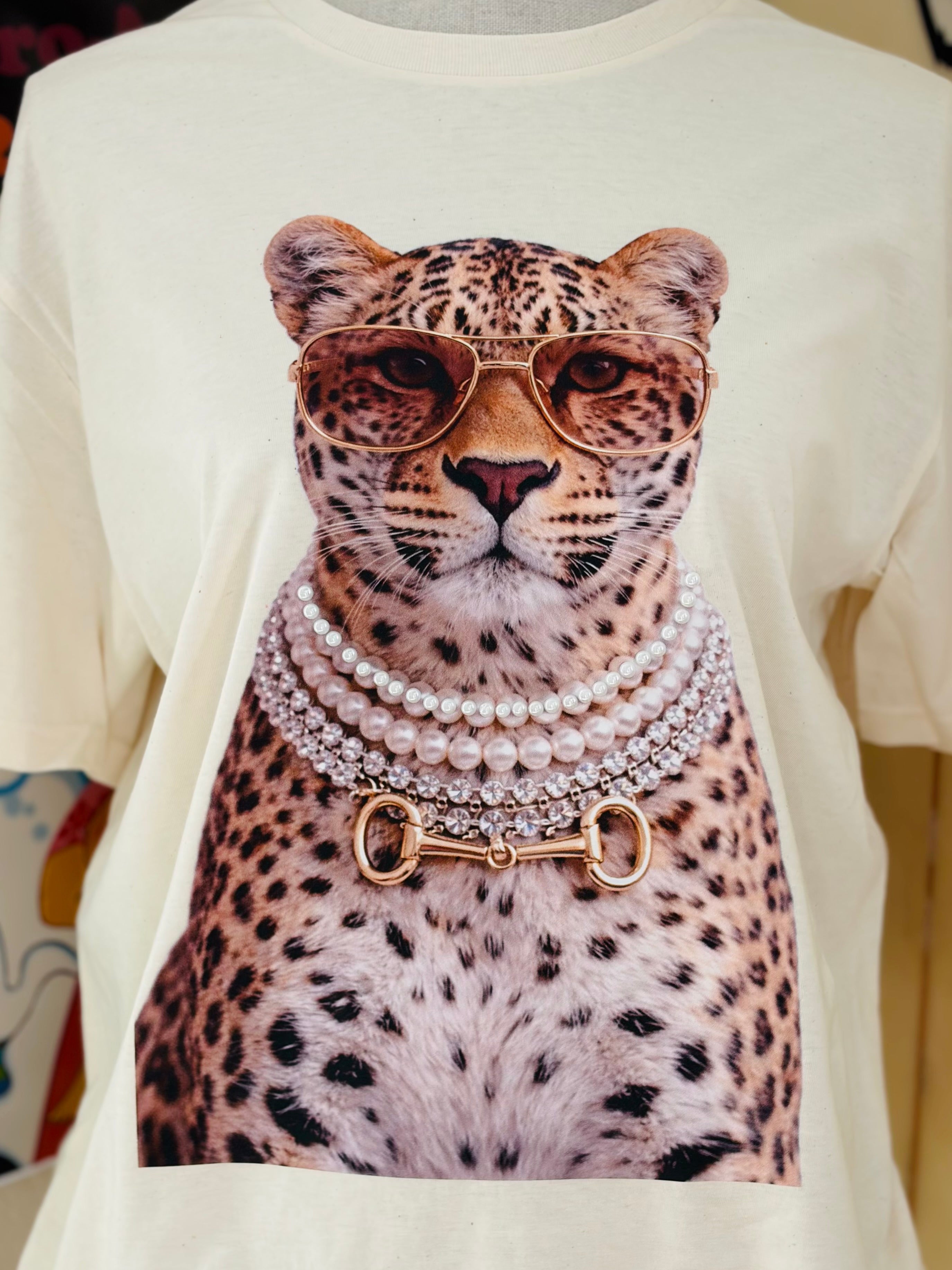 T-SHIRT JUNKIE Snaffle Bit Leopard Bling Tee on Simply Obsessed