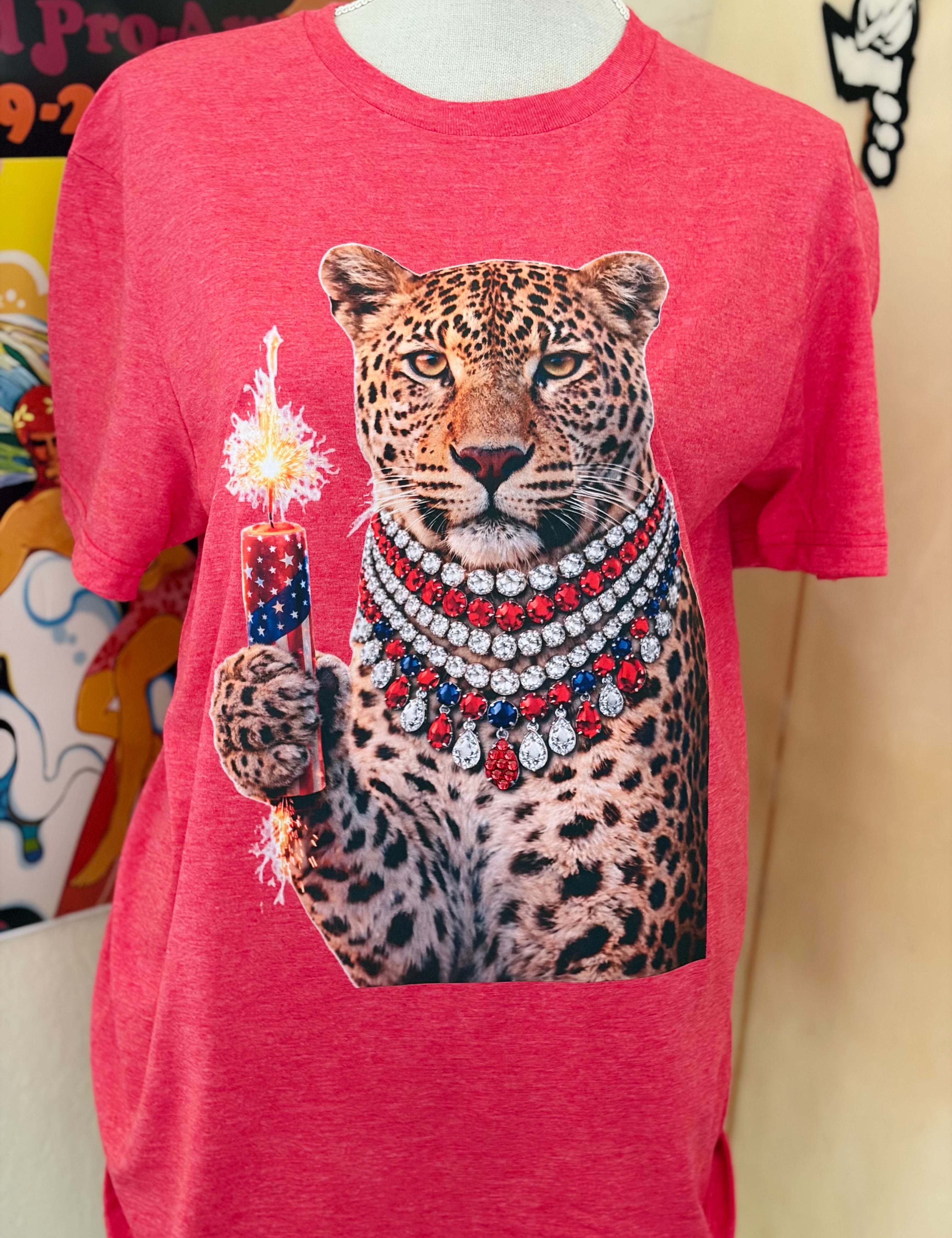 T-SHIRT JUNKIE All American Leopard Bling Tee on Simply Obsessed