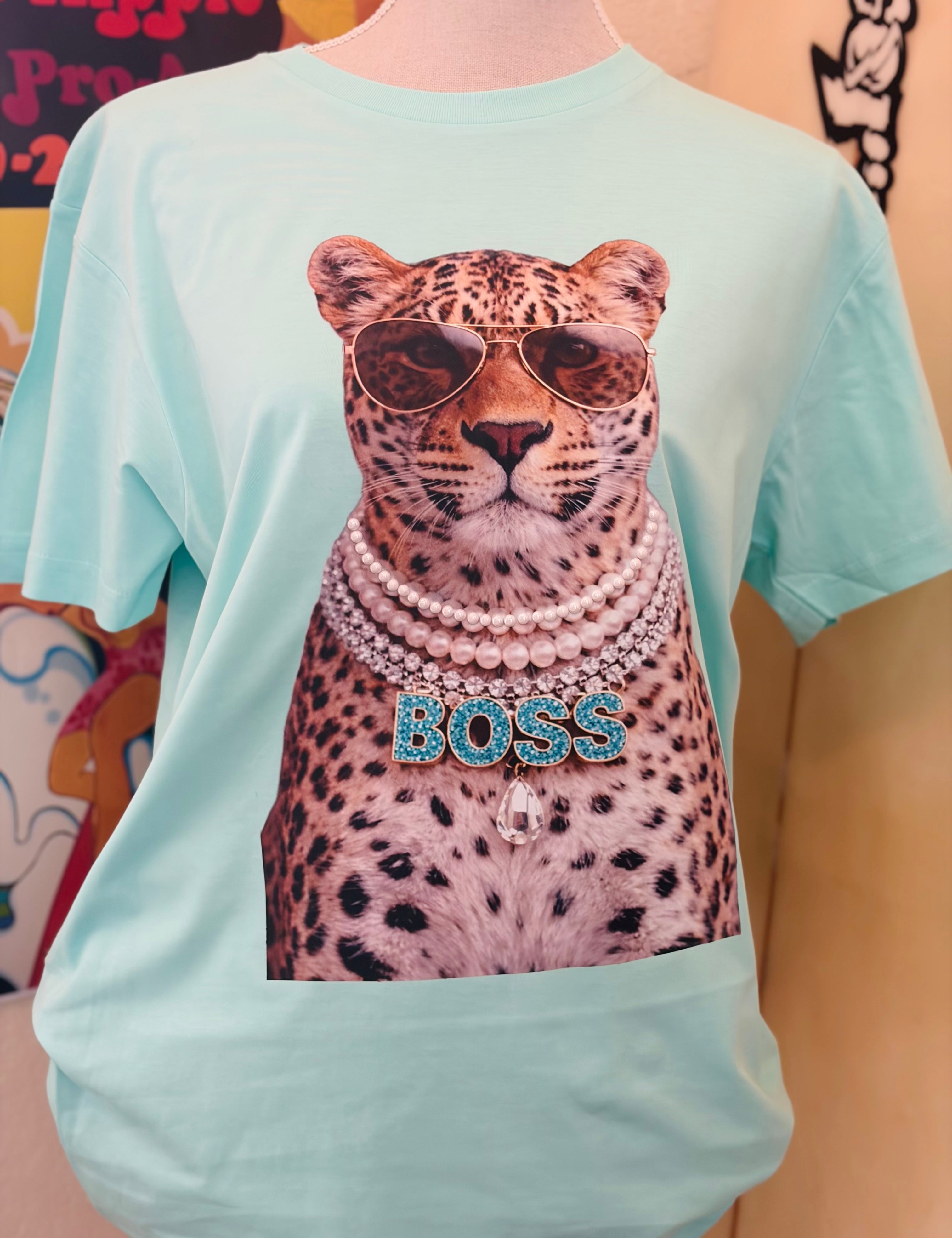 T-SHIRT JUNKIE Boss Leopard Bling Tee on Simply Obsessed