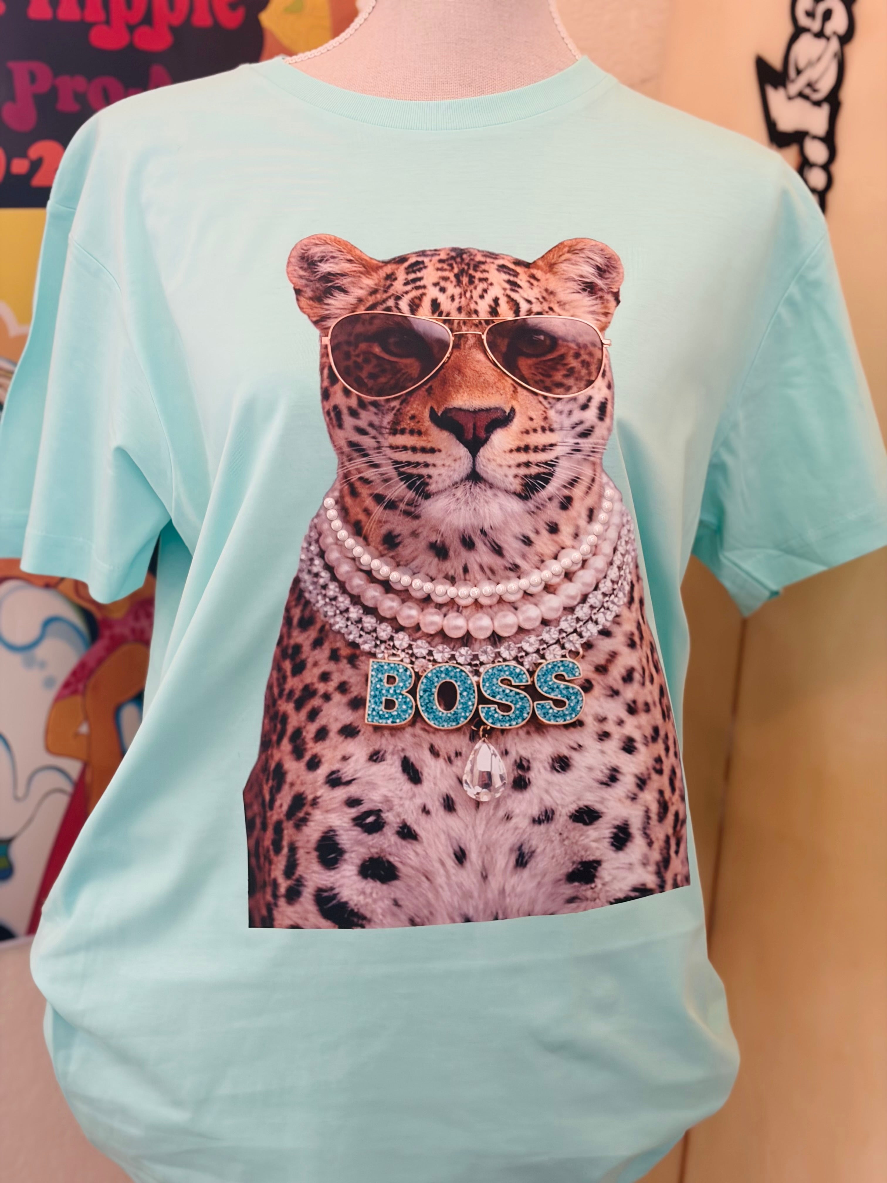 T-SHIRT JUNKIE Boss Leopard Bling Tee on Simply Obsessed