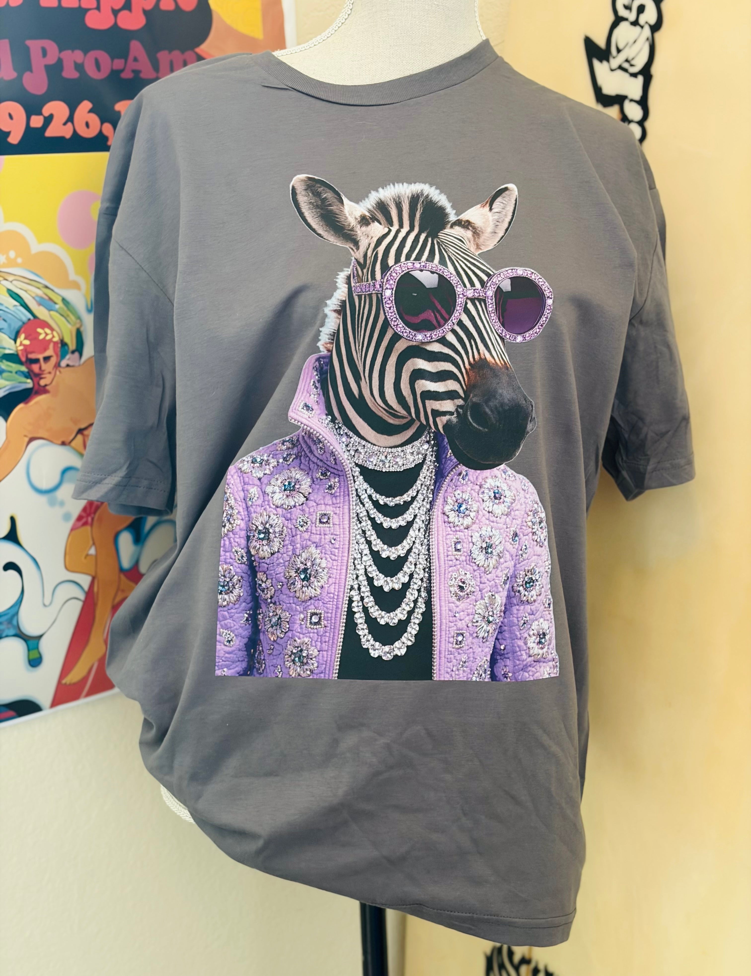 T-SHIRT JUNKIE Zebra Bling Tee on Simply Obsessed