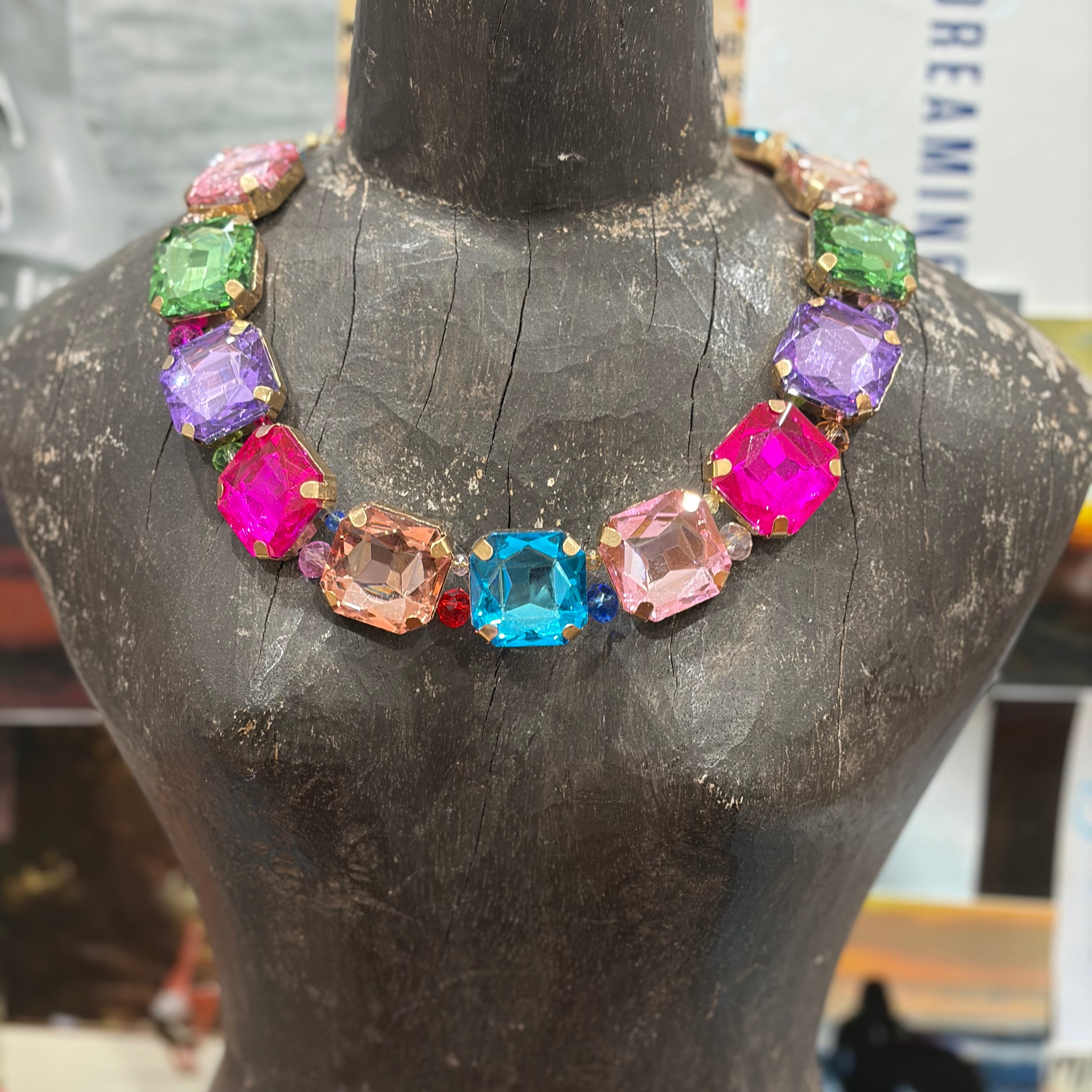 Bright Square Crystal Necklace on Simply Obsessed