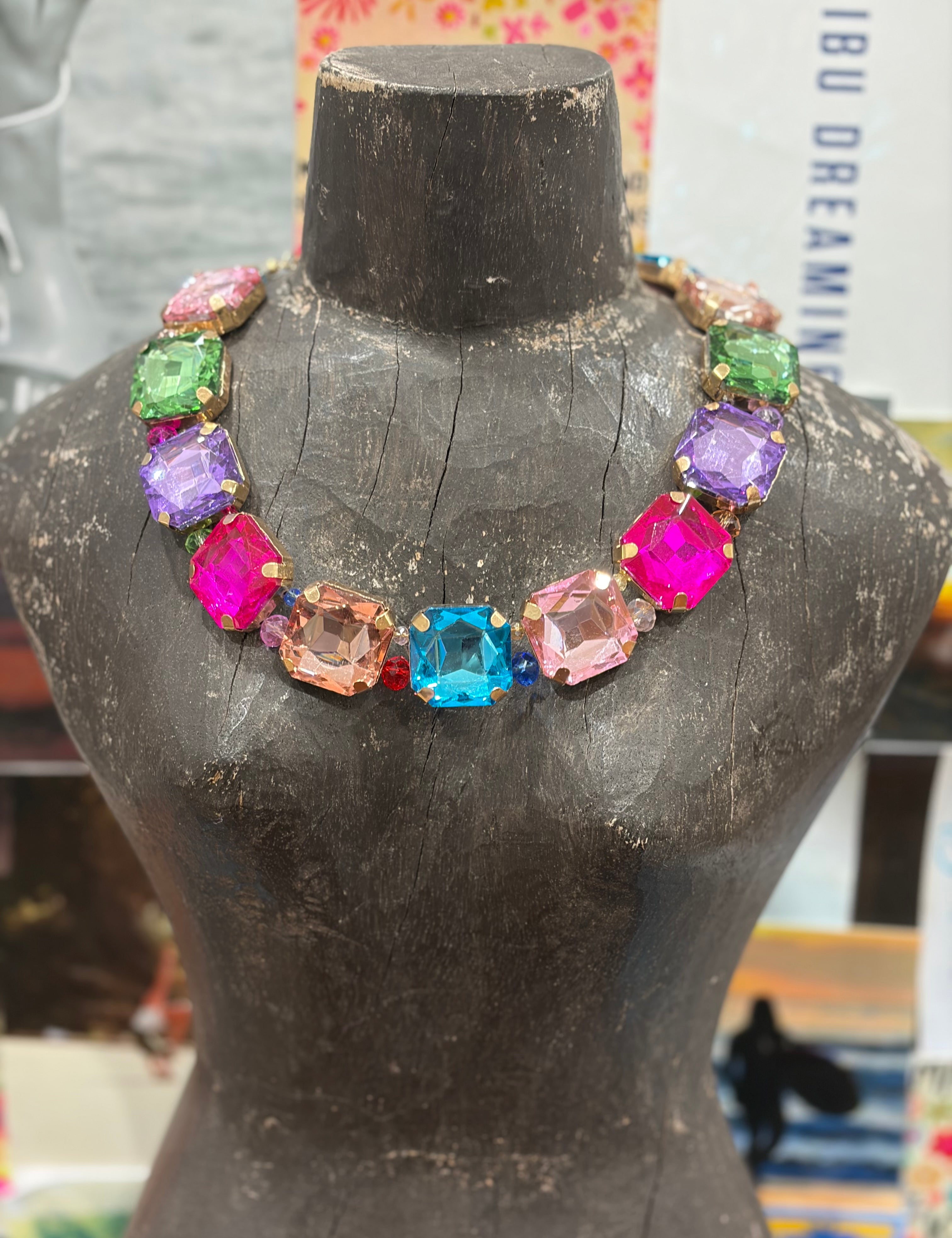 Bright Square Crystal Necklace on Simply Obsessed