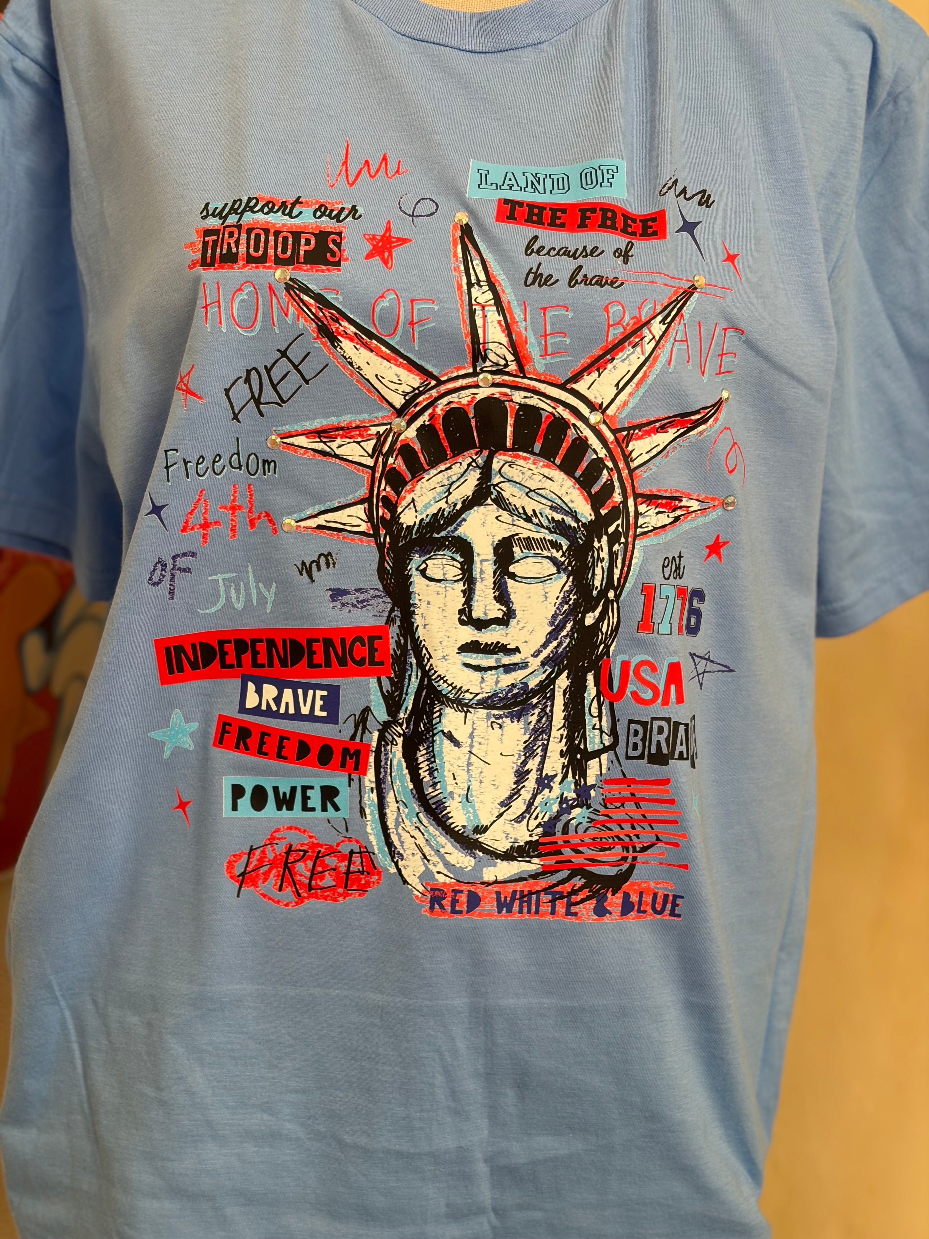 T-SHIRT JUNKIE Land of The Free Bling Tee on Simply Obsessed