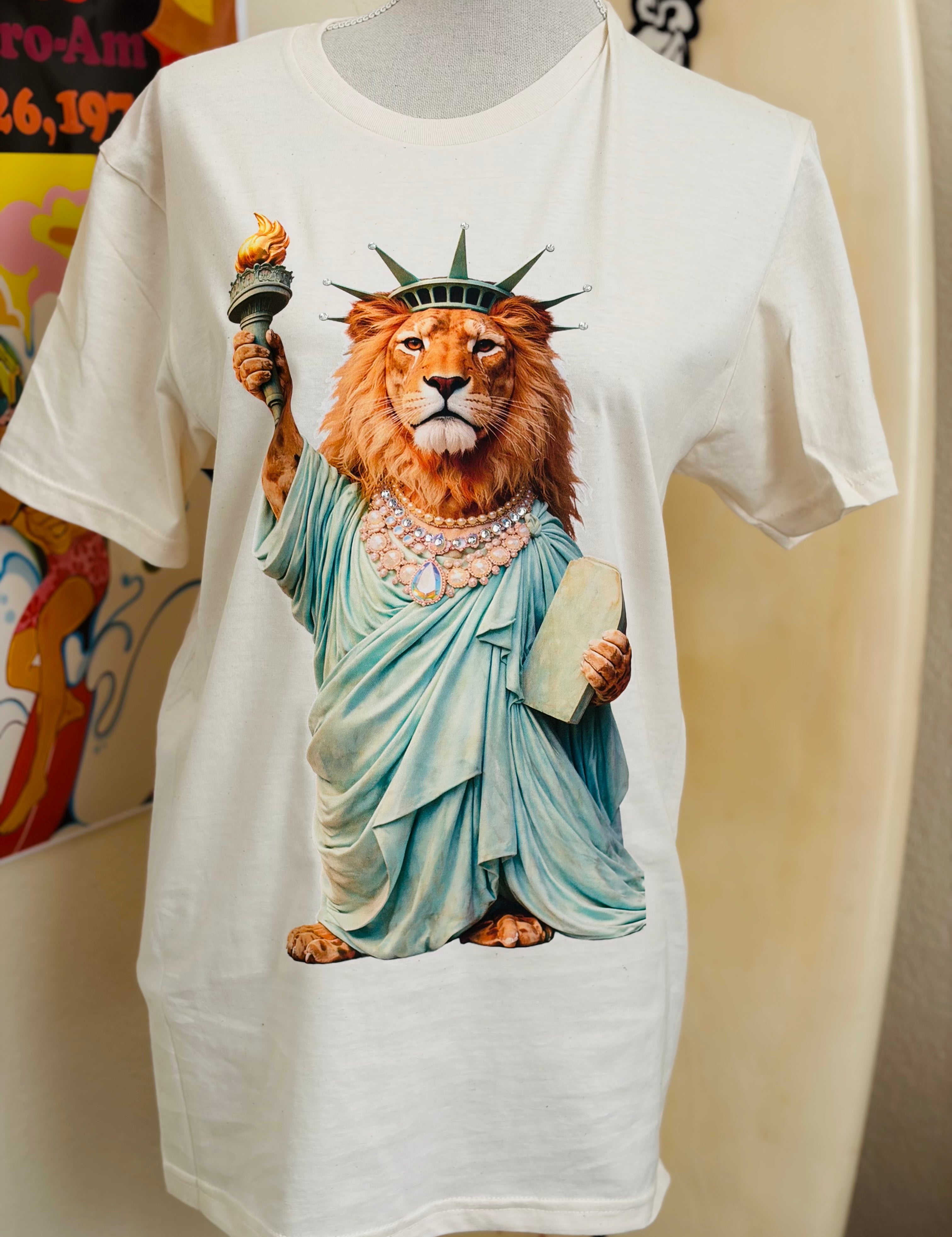 T-SHIRT JUNKIE Liberty Lion Bling Tee on Simply Obsessed