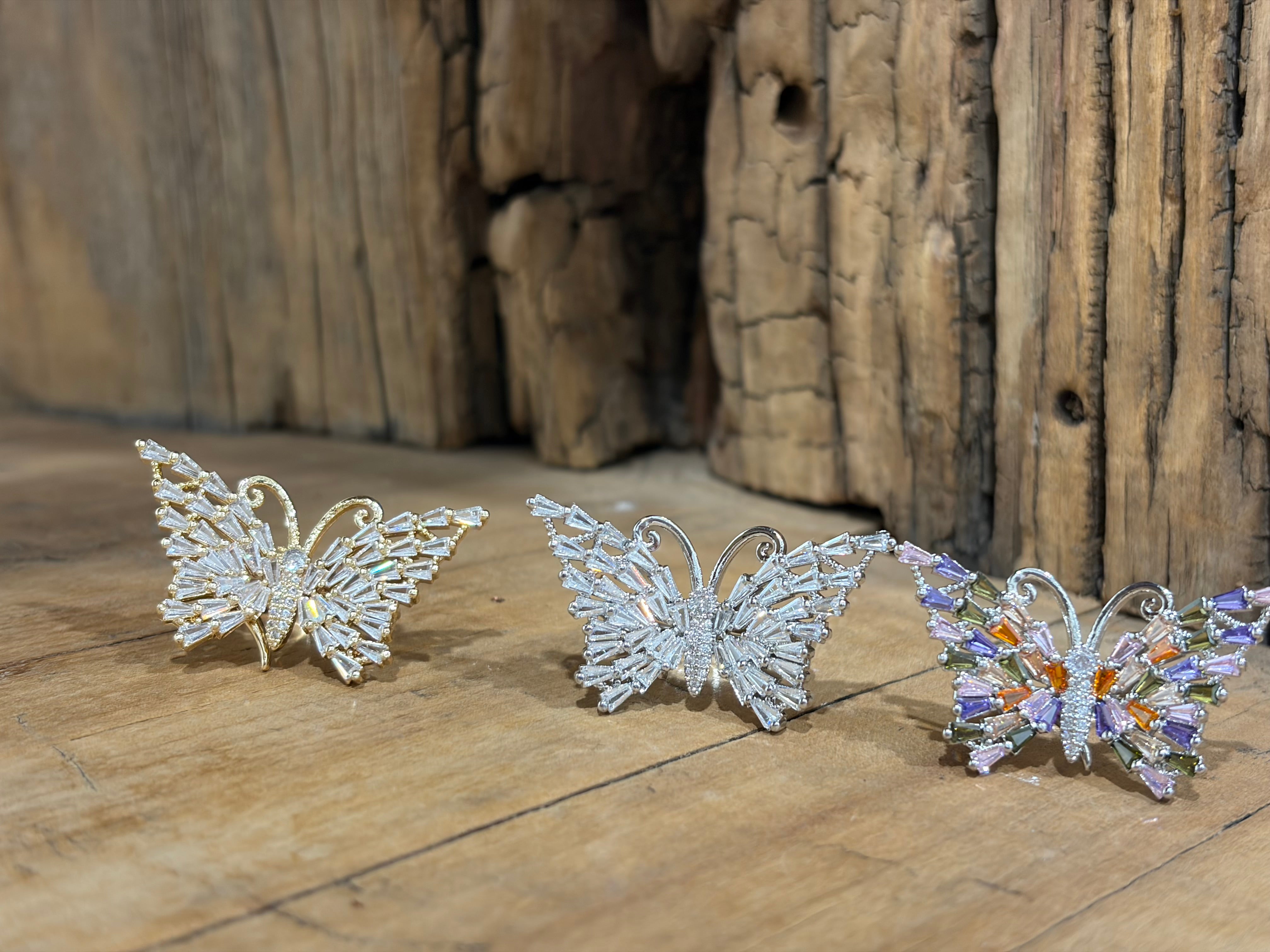 Crystal Butterfly Adjustable Rings on Simply Obsessed