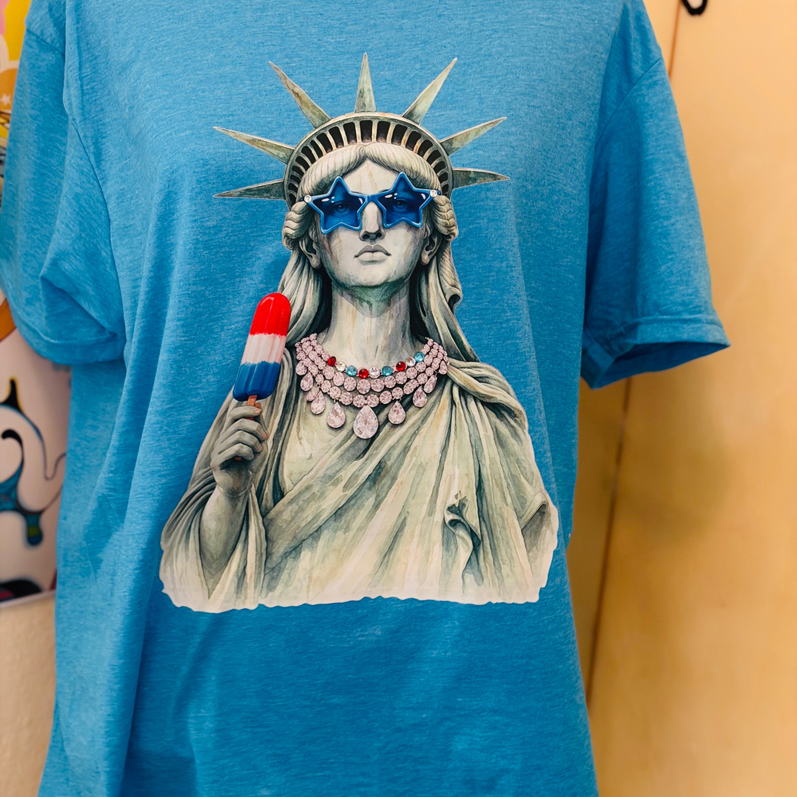 T-SHIRT JUNKIE Liberty Bomb Pop Bling Tee on Simply Obsessed