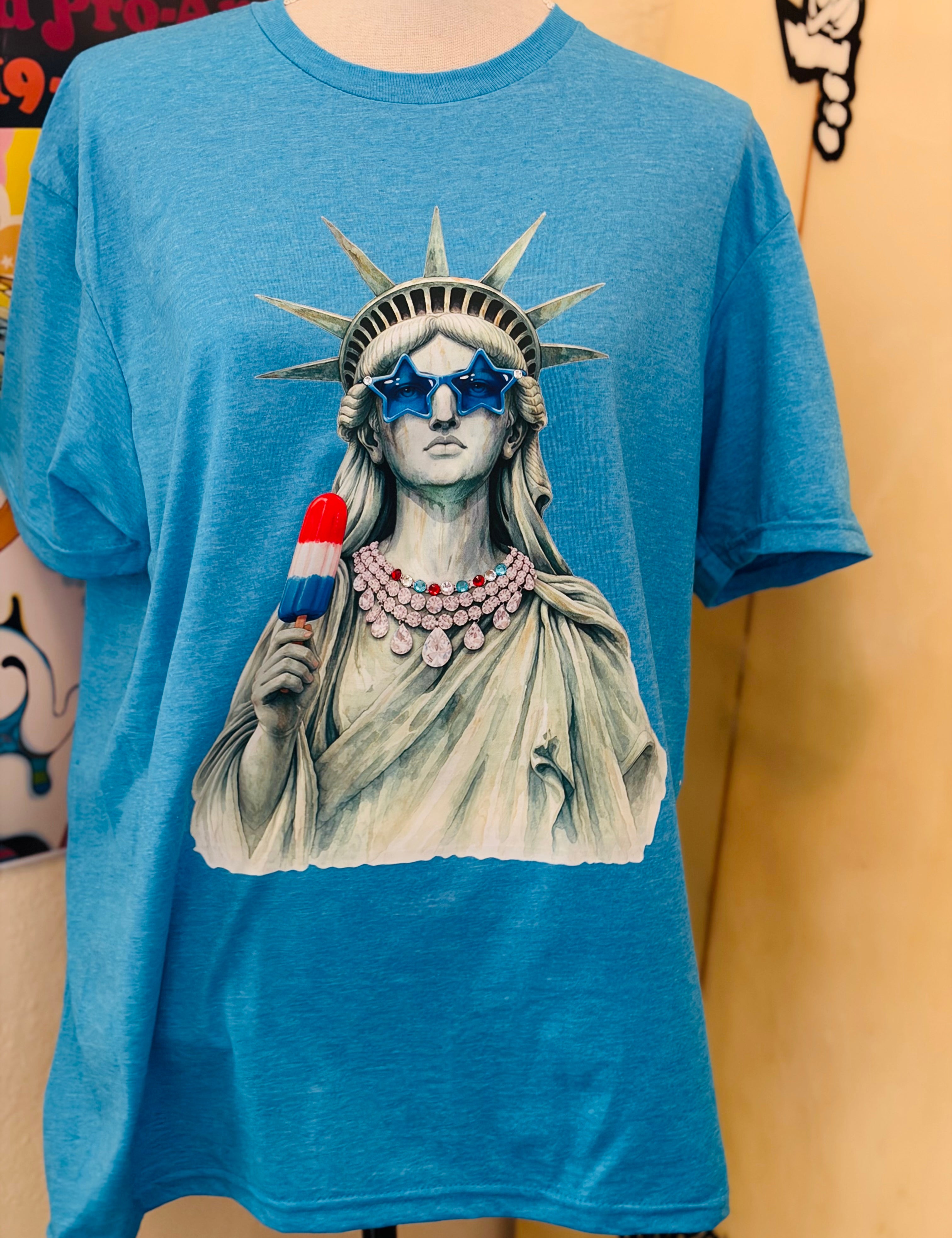 T-SHIRT JUNKIE Liberty Bomb Pop Bling Tee on Simply Obsessed