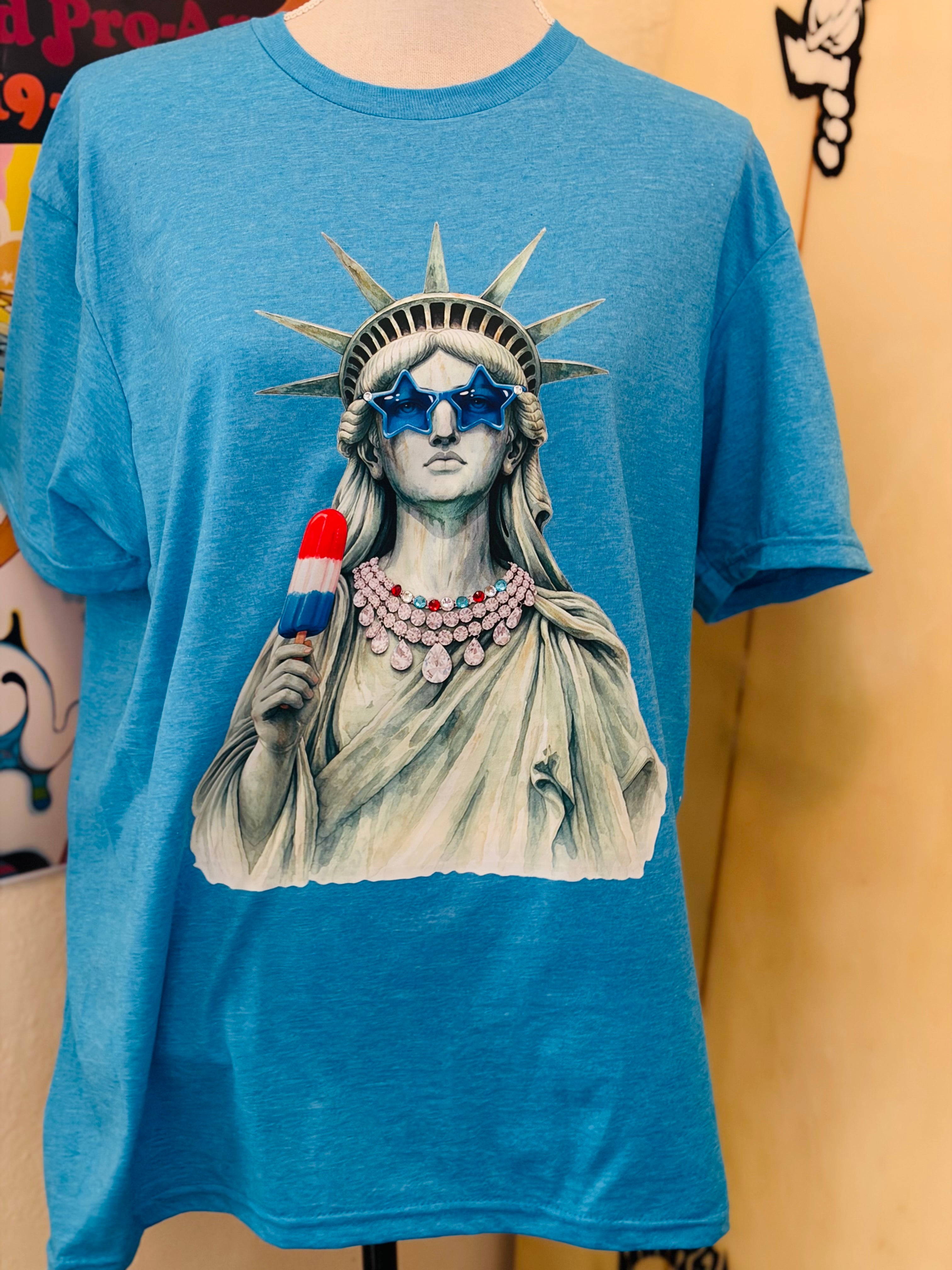 T-SHIRT JUNKIE Liberty Bomb Pop Bling Tee on Simply Obsessed