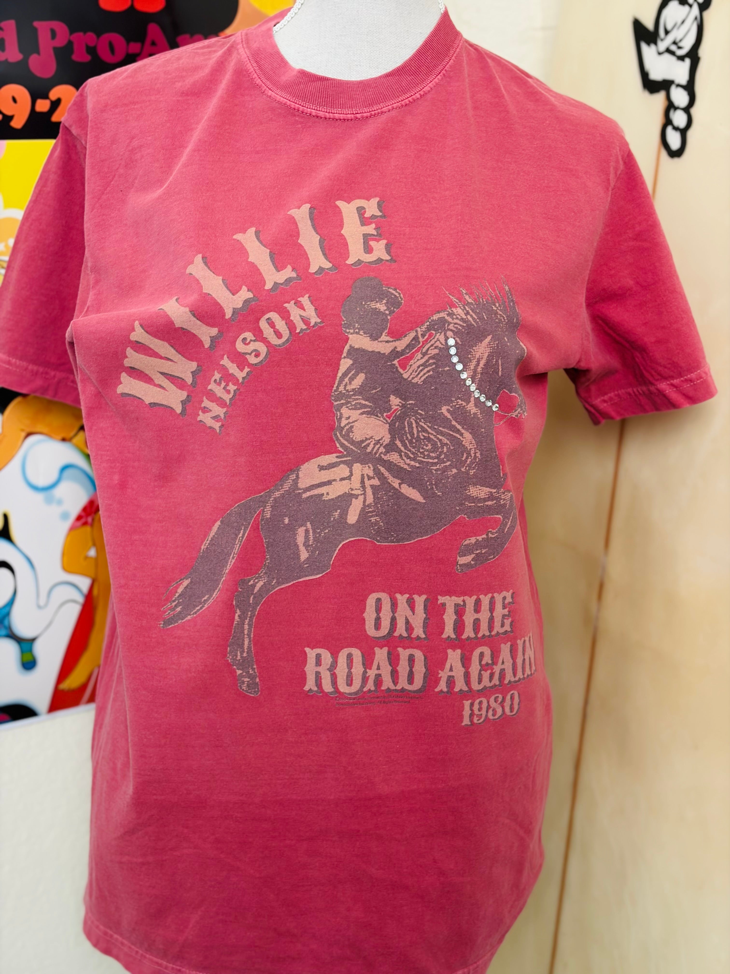 PRE-ORDER Willie Nelson On The Road Again Bling Tee