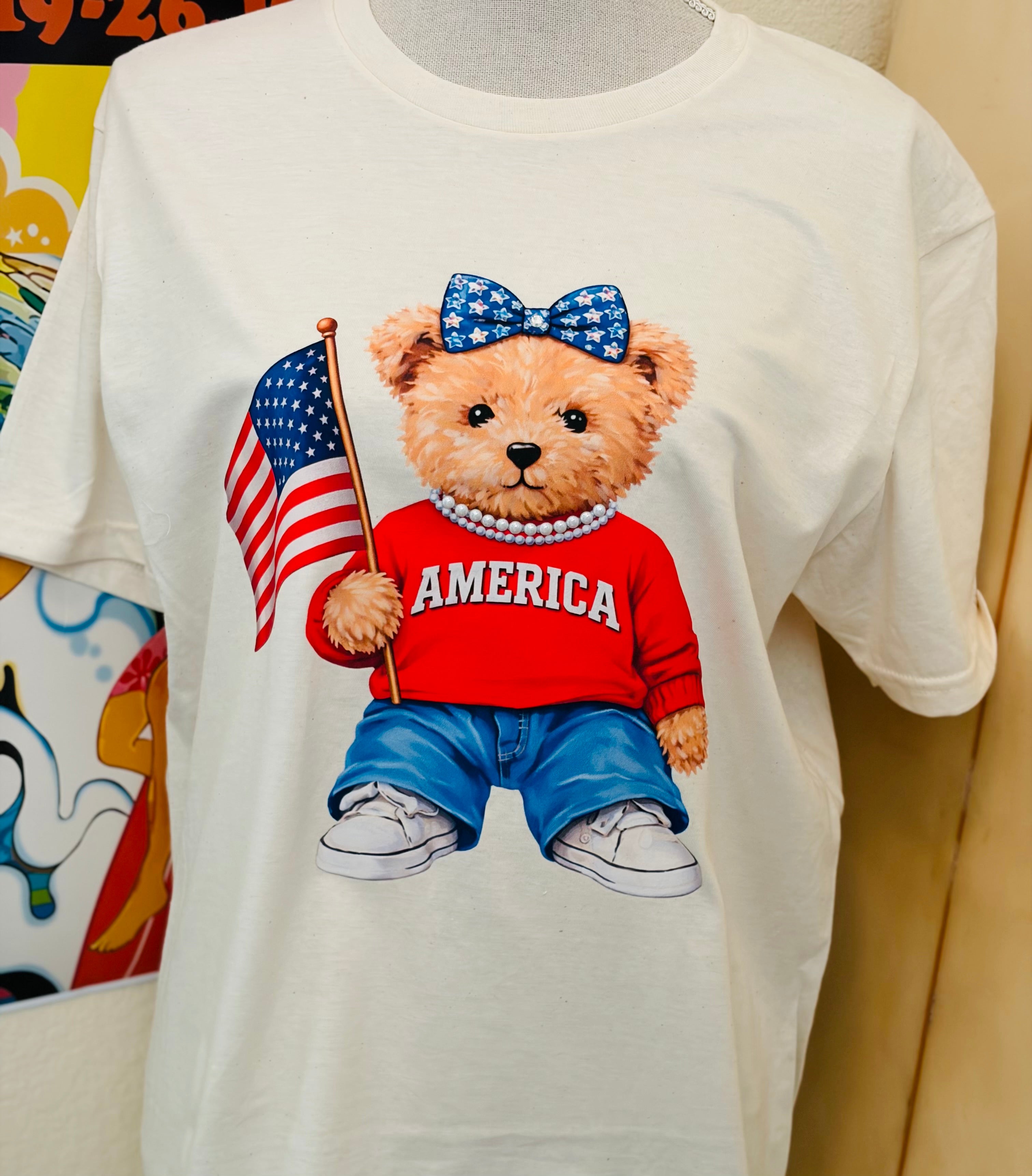 WS: T-SHIRT JUNKIE America Teddy Bear Bling Tee on Simply Obsessed