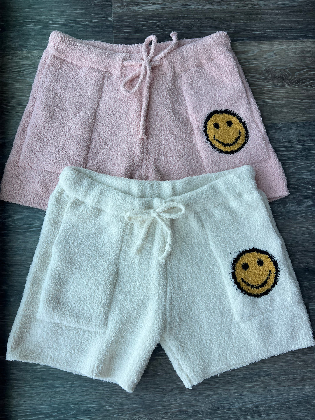 Fuzzy Lounge Smiley Shorts by JOIA Accessories on Simply Obsessed