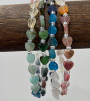 MALIBU HIPPIE Real Gemstone Heart Stretchy Bracelets on Simply Obsessed