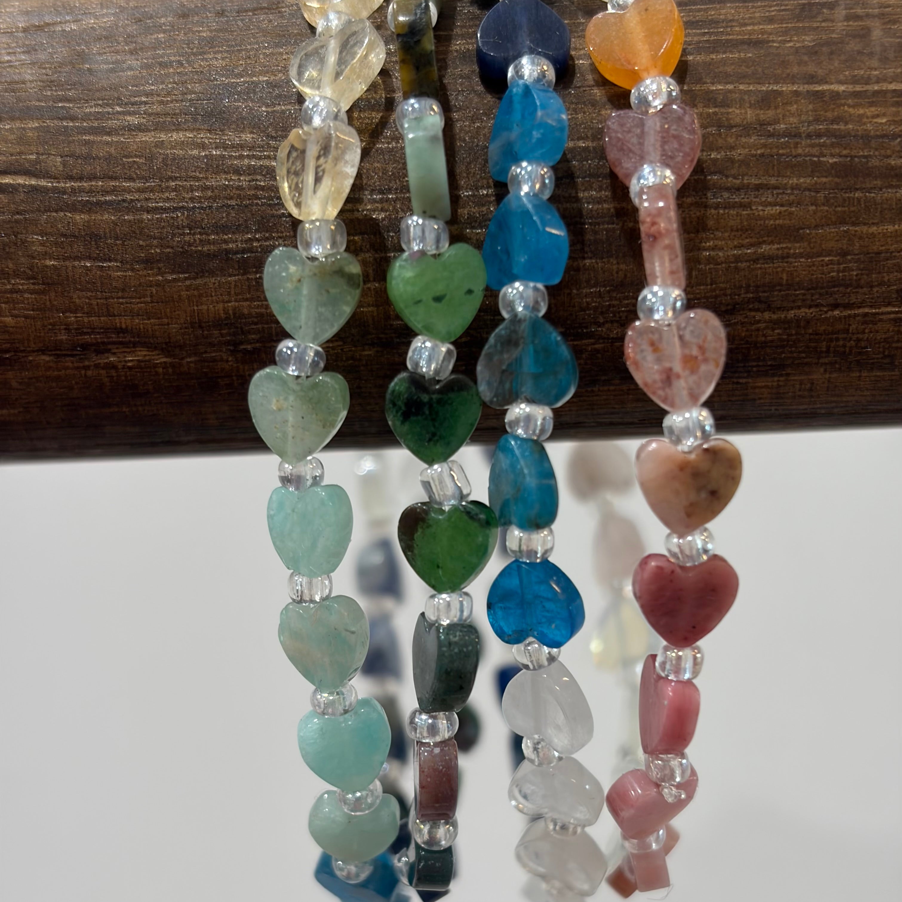MALIBU HIPPIE Real Gemstone Heart Stretchy Bracelets on Simply Obsessed