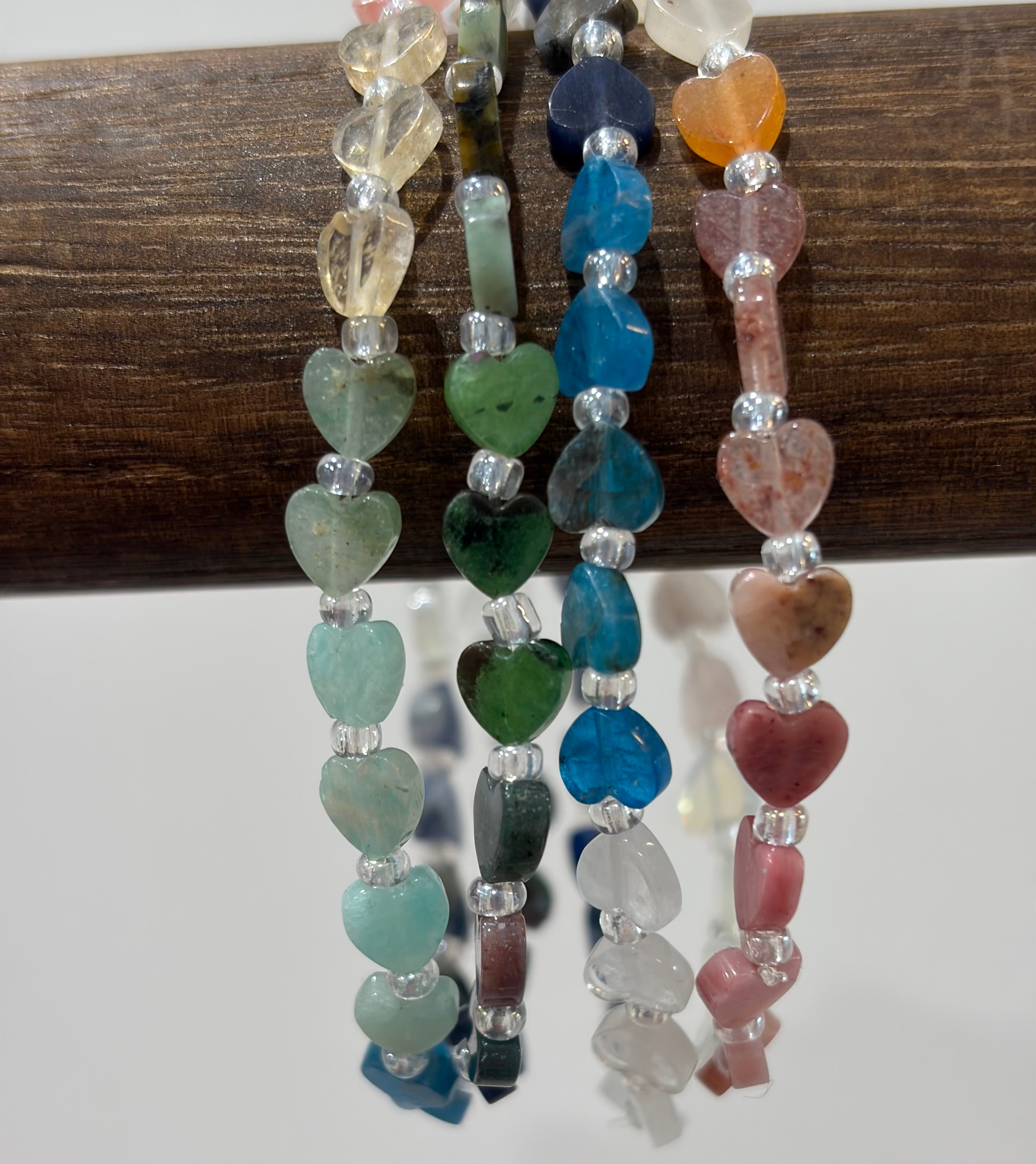 MALIBU HIPPIE Real Gemstone Heart Stretchy Bracelets on Simply Obsessed