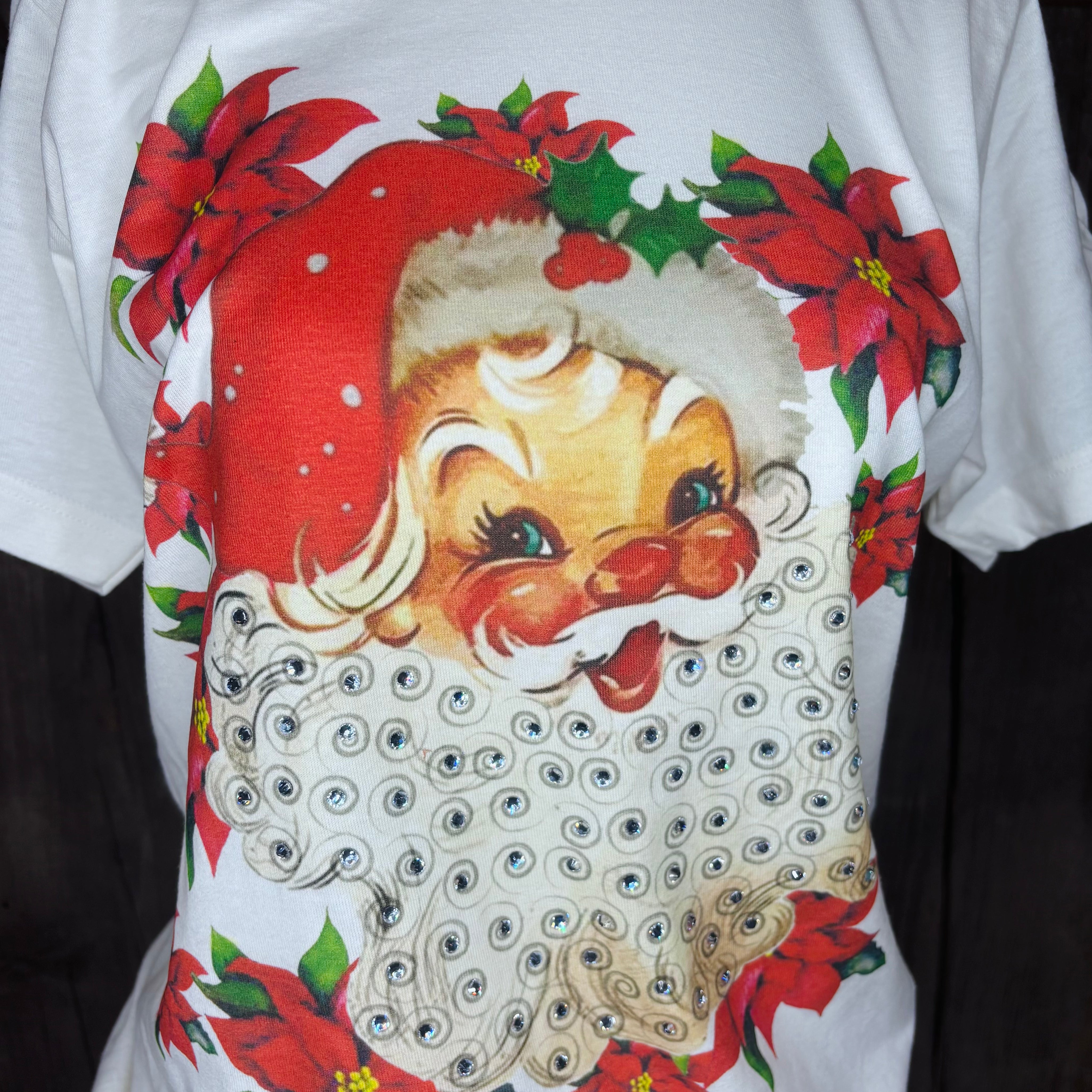 WS: Floral Vintage Santa Bling Tee on Simply Obsessed