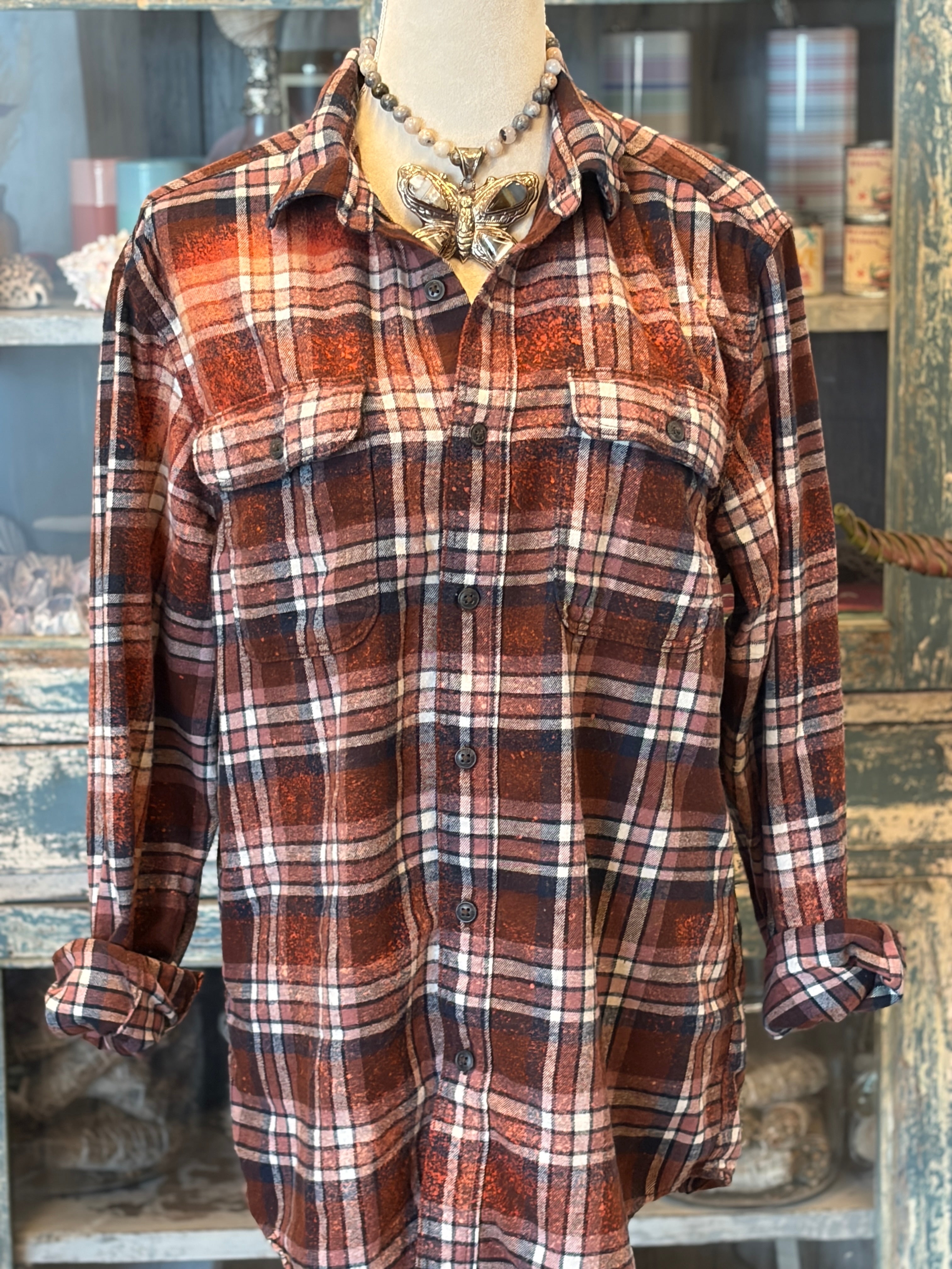 WS: MALIBU HIPPIE Autumn Bleached Flannel on Simply Obsessed