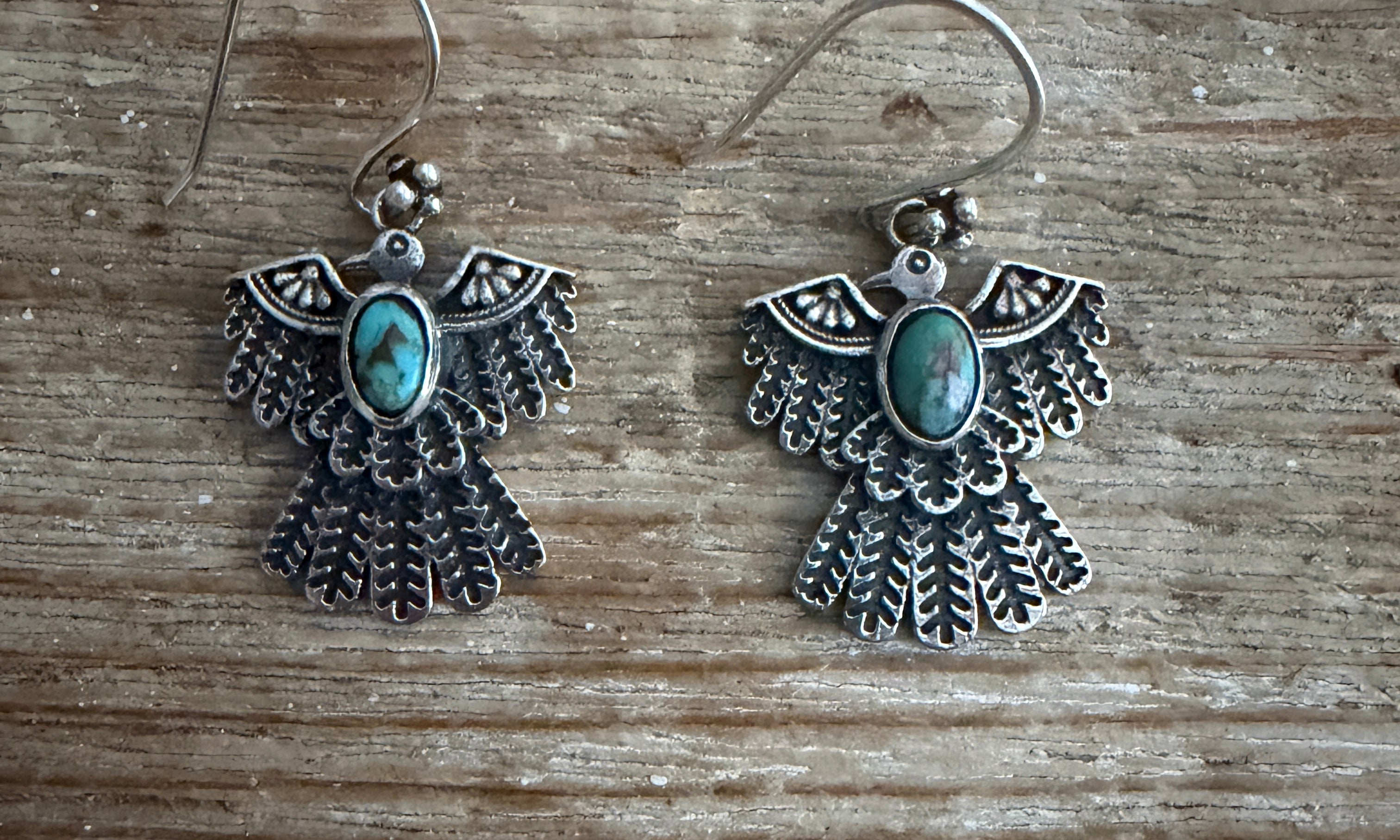 NIZHONI Handmade Royston Turquoise &amp; Sterling Silver Thunderbird Dangle Earrings **SALE** on Simply Obsessed