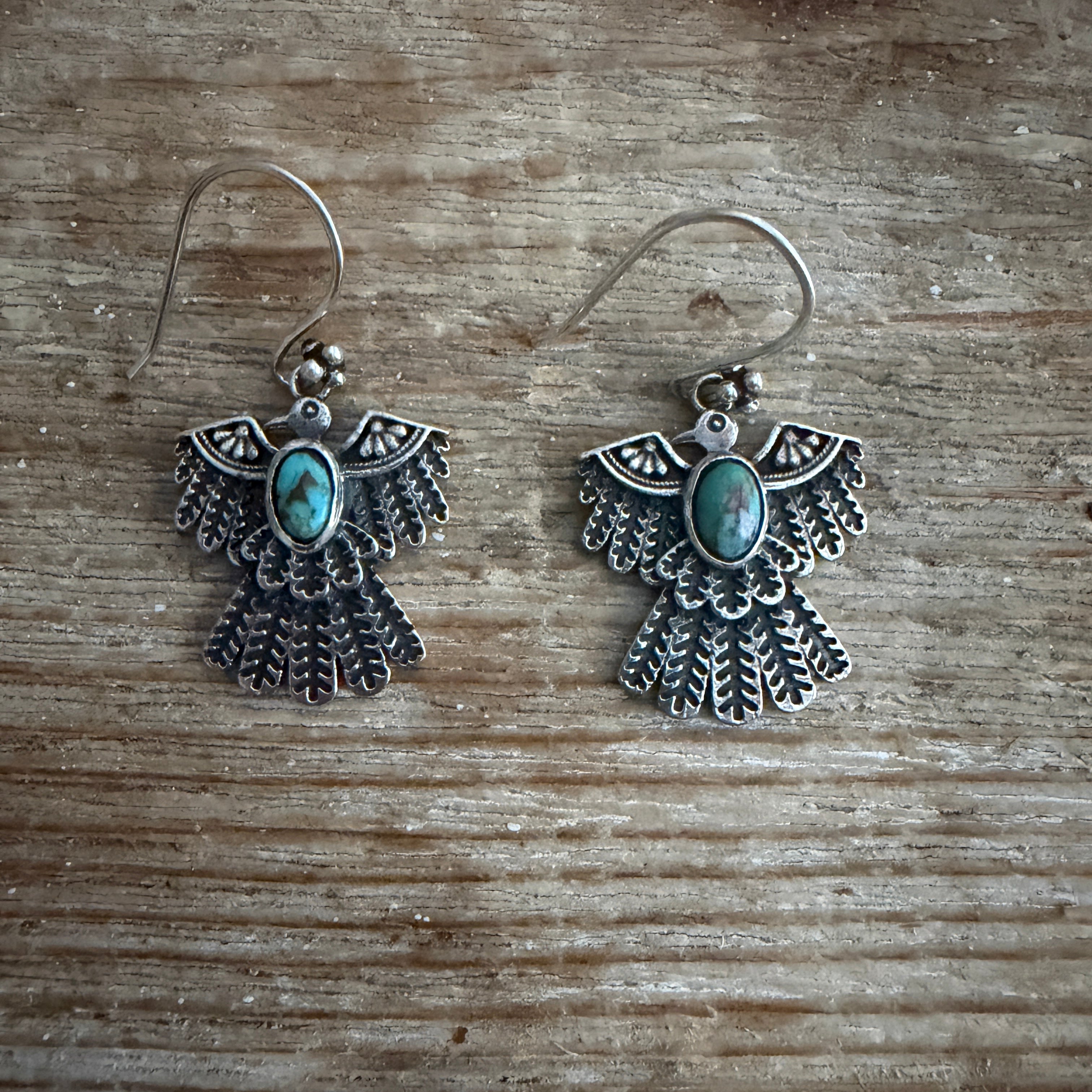 NIZHONI Handmade Royston Turquoise & Sterling Silver Thunderbird Dangle Earrings **SALE** on Simply Obsessed