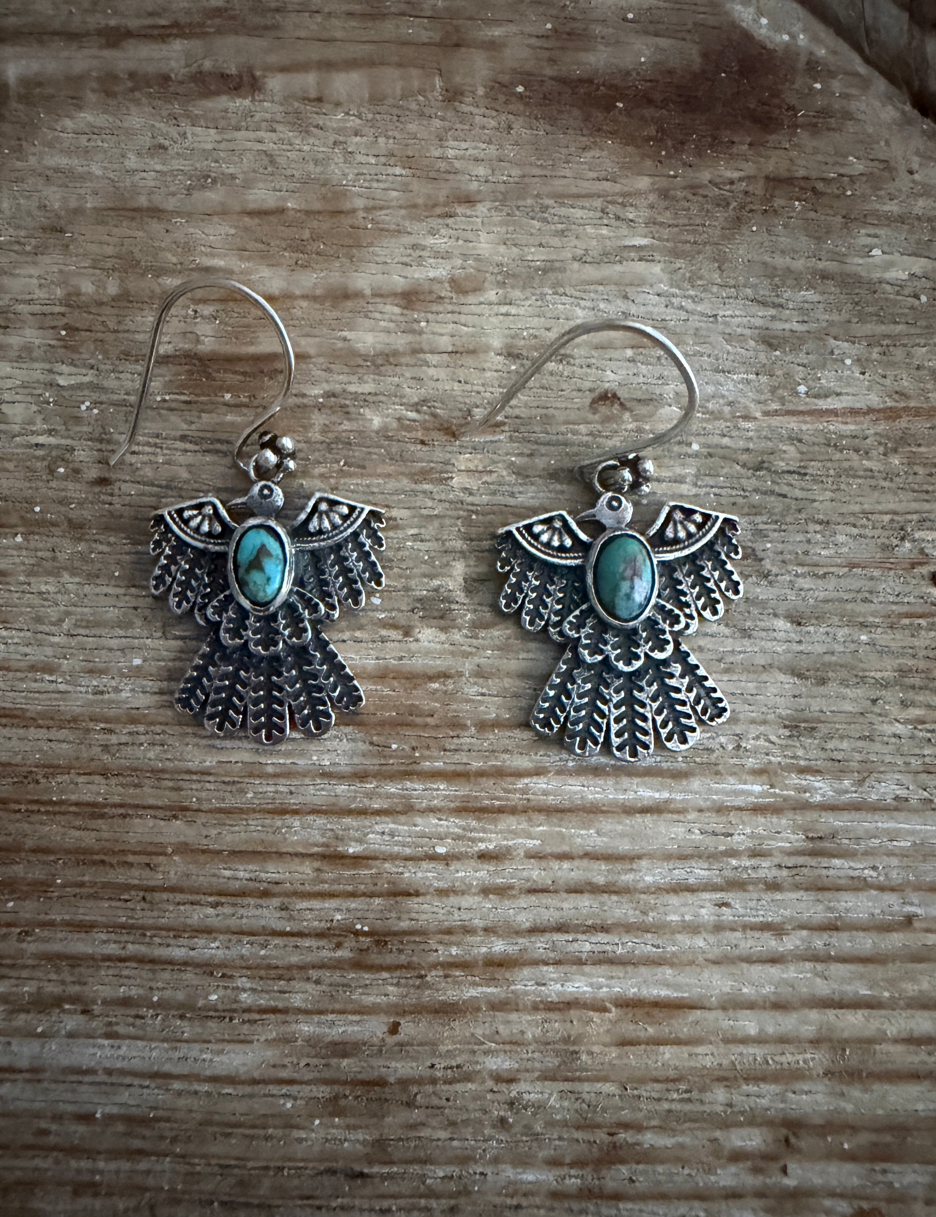 NIZHONI Handmade Royston Turquoise & Sterling Silver Thunderbird Dangle Earrings **SALE** on Simply Obsessed