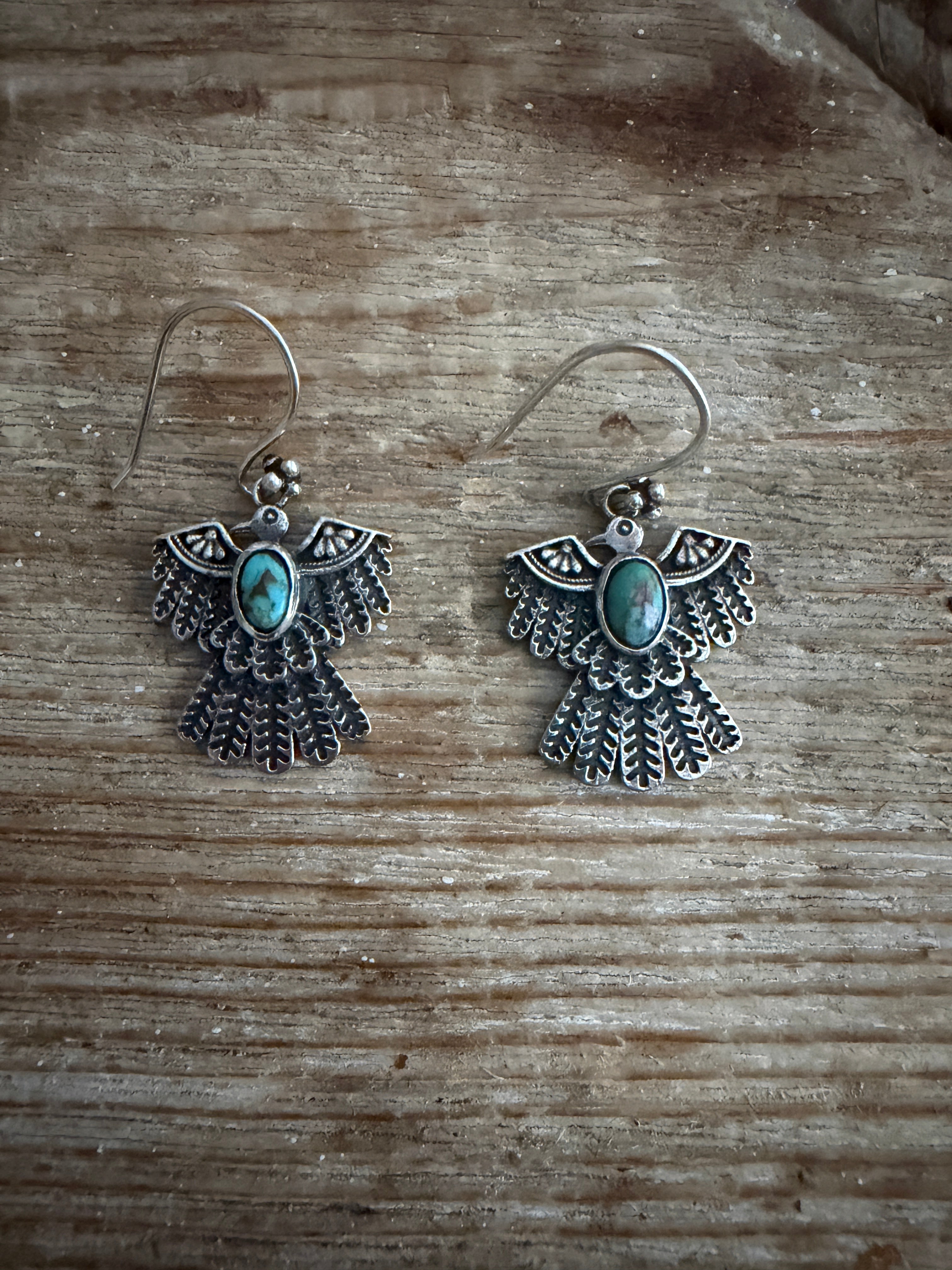 NIZHONI Handmade Royston Turquoise & Sterling Silver Thunderbird Dangle Earrings **SALE** on Simply Obsessed