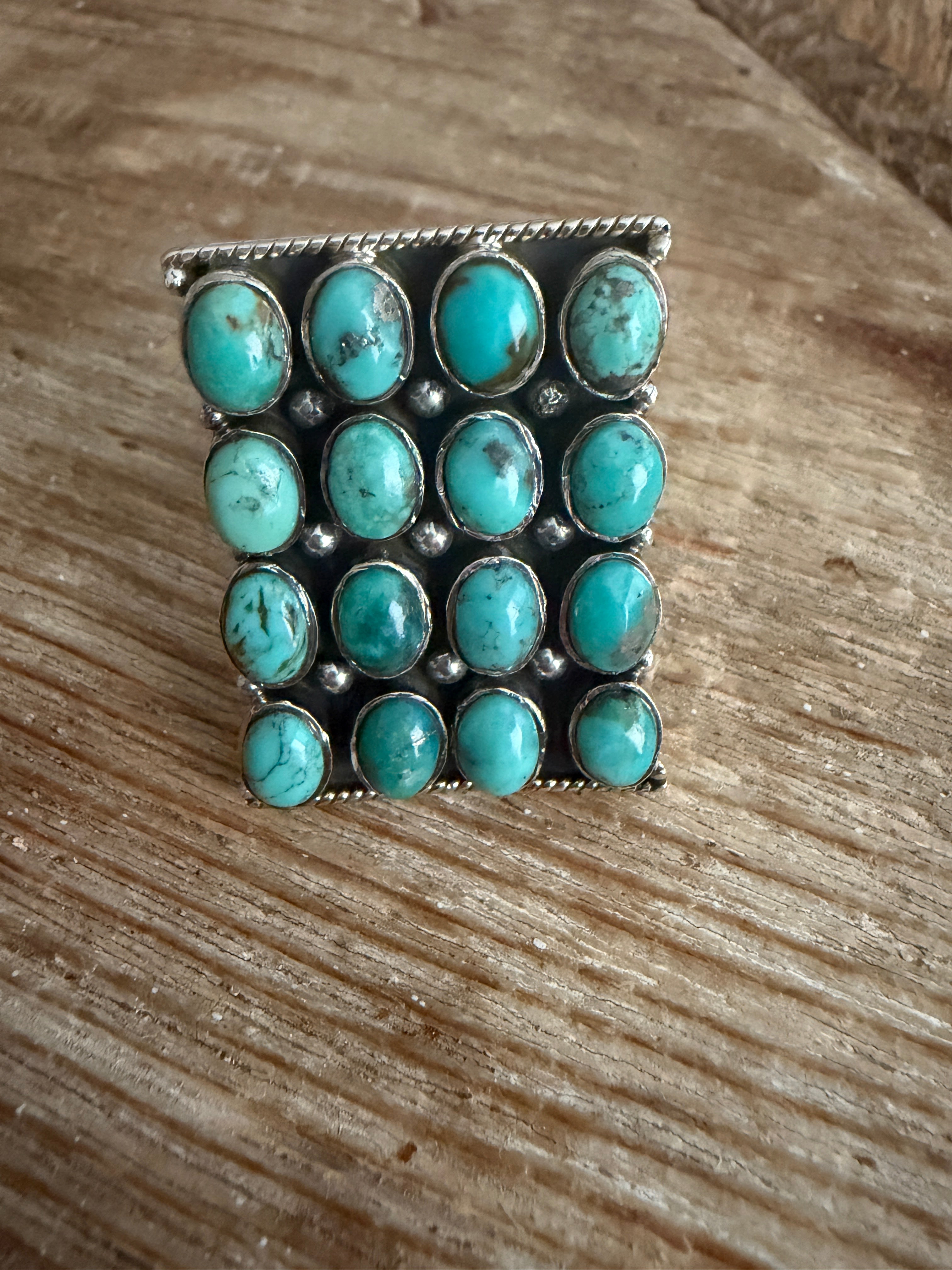 NIZHONI Handmade Royston Turquoise & Sterling Silver, Adjustable Rectangle Ring **SALE** on Simply Obsessed
