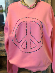 MALIBU HIPPIE Peace Sign Crystal Sweatshirt on Simply Obsessed
